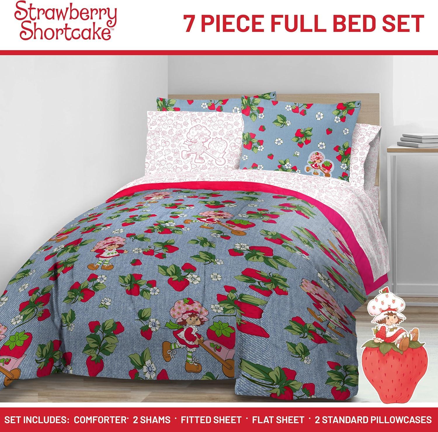 imageJay Franco Kids Comforter Set Includes Sheets and Pillow Covers Soft and Cozy Bed Set for Stylish Room Decor Blue Bluey amp Bingo 5 Piece TwinBlue Strawberry Shortcake