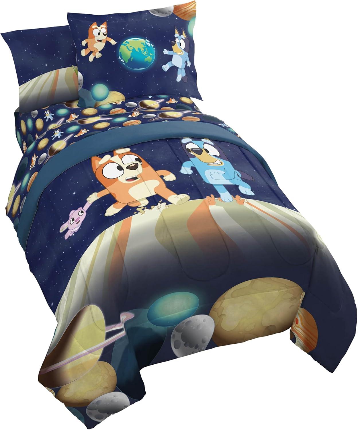 imageJay Franco Kids Comforter Set Includes Sheets and Pillow Covers Soft and Cozy Bed Set for Stylish Room Decor Blue Bluey amp Bingo 5 Piece TwinBlue Bluey Bingo