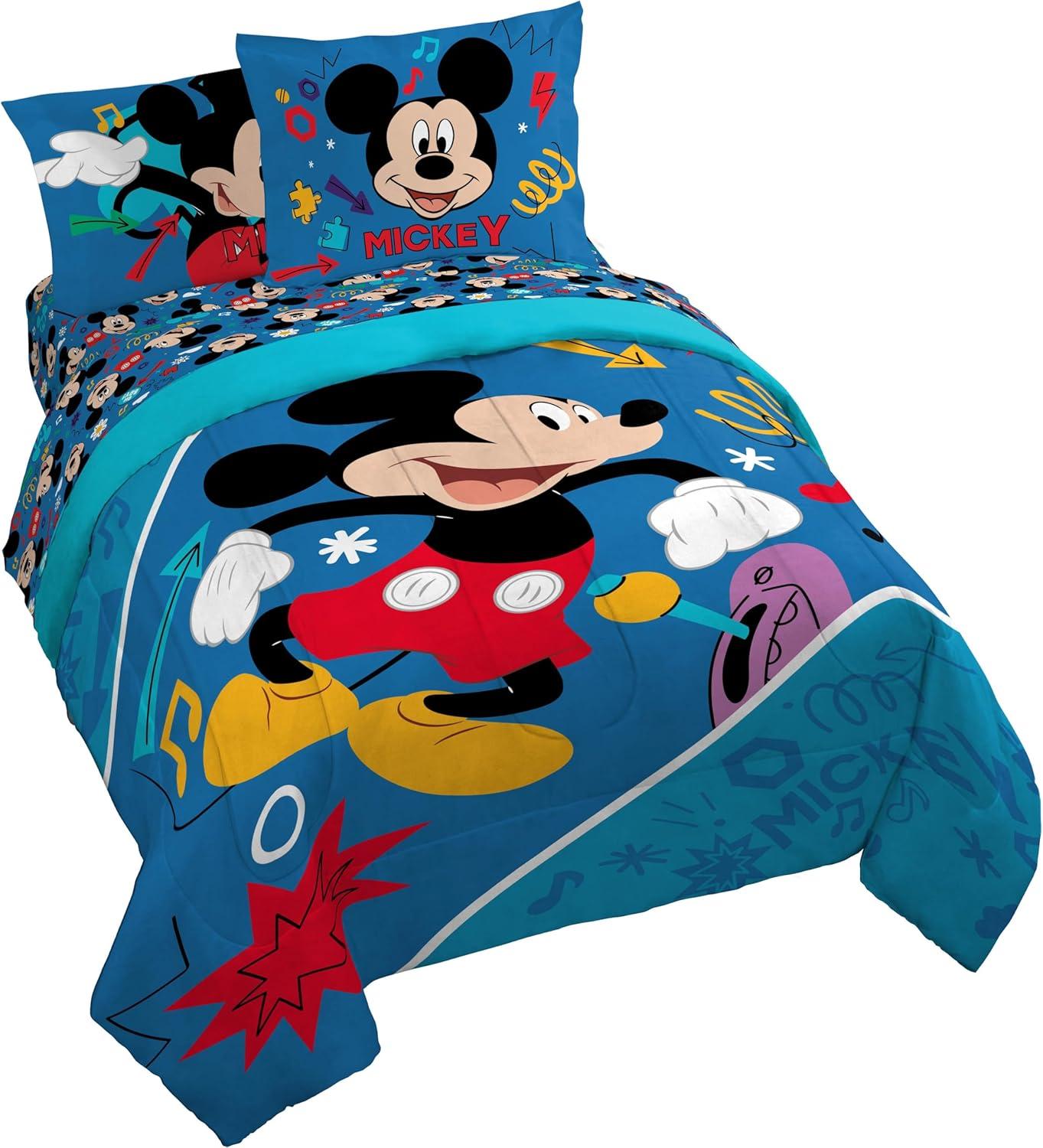 imageJay Franco Kids Comforter Set Includes Sheets and Pillow Covers Soft and Cozy Bed Set for Stylish Room Decor Blue Bluey amp Bingo 5 Piece TwinBlue Mickey Mouse