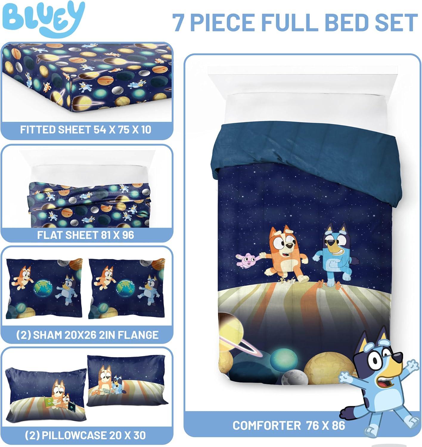 imageJay Franco Kids Comforter Set Includes Sheets and Pillow Covers Soft and Cozy Bed Set for Stylish Room Decor Blue Bluey amp Bingo 5 Piece TwinBlue Bluey Bingo