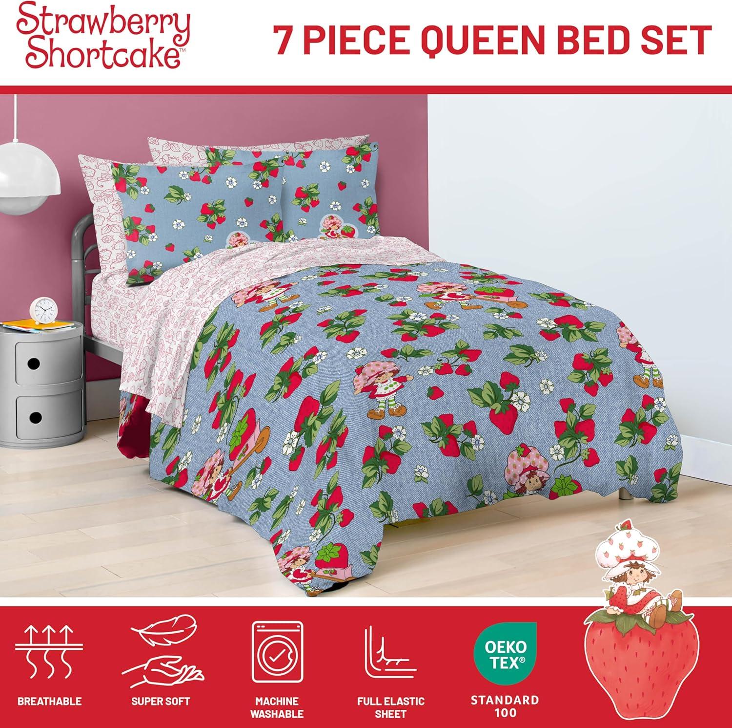 imageJay Franco Kids Comforter Set Includes Sheets and Pillow Covers Soft and Cozy Bed Set for Stylish Room Decor Blue Bluey amp Bingo 5 Piece TwinBlue Strawberry Shortcake