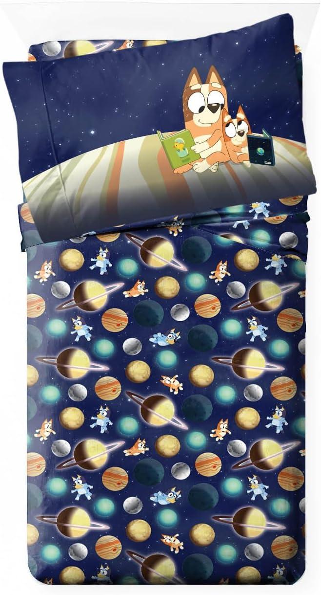 imageJay Franco Kids Comforter Set Includes Sheets and Pillow Covers Soft and Cozy Bed Set for Stylish Room Decor Blue Bluey amp Bingo 5 Piece TwinBlue Bluey Bingo