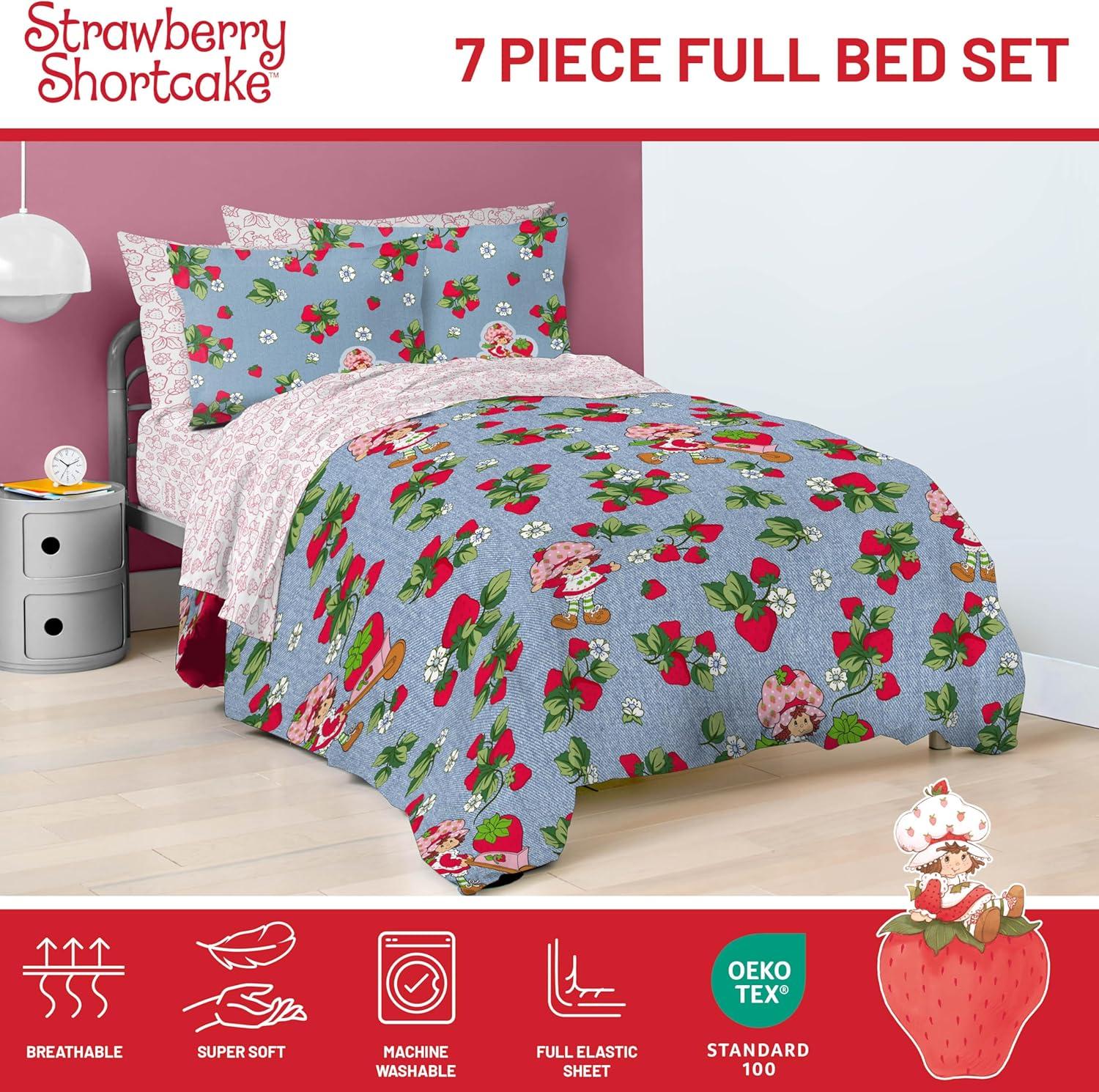 imageJay Franco Kids Comforter Set Includes Sheets and Pillow Covers Soft and Cozy Bed Set for Stylish Room Decor Blue Bluey amp Bingo 5 Piece TwinBlue Strawberry Shortcake