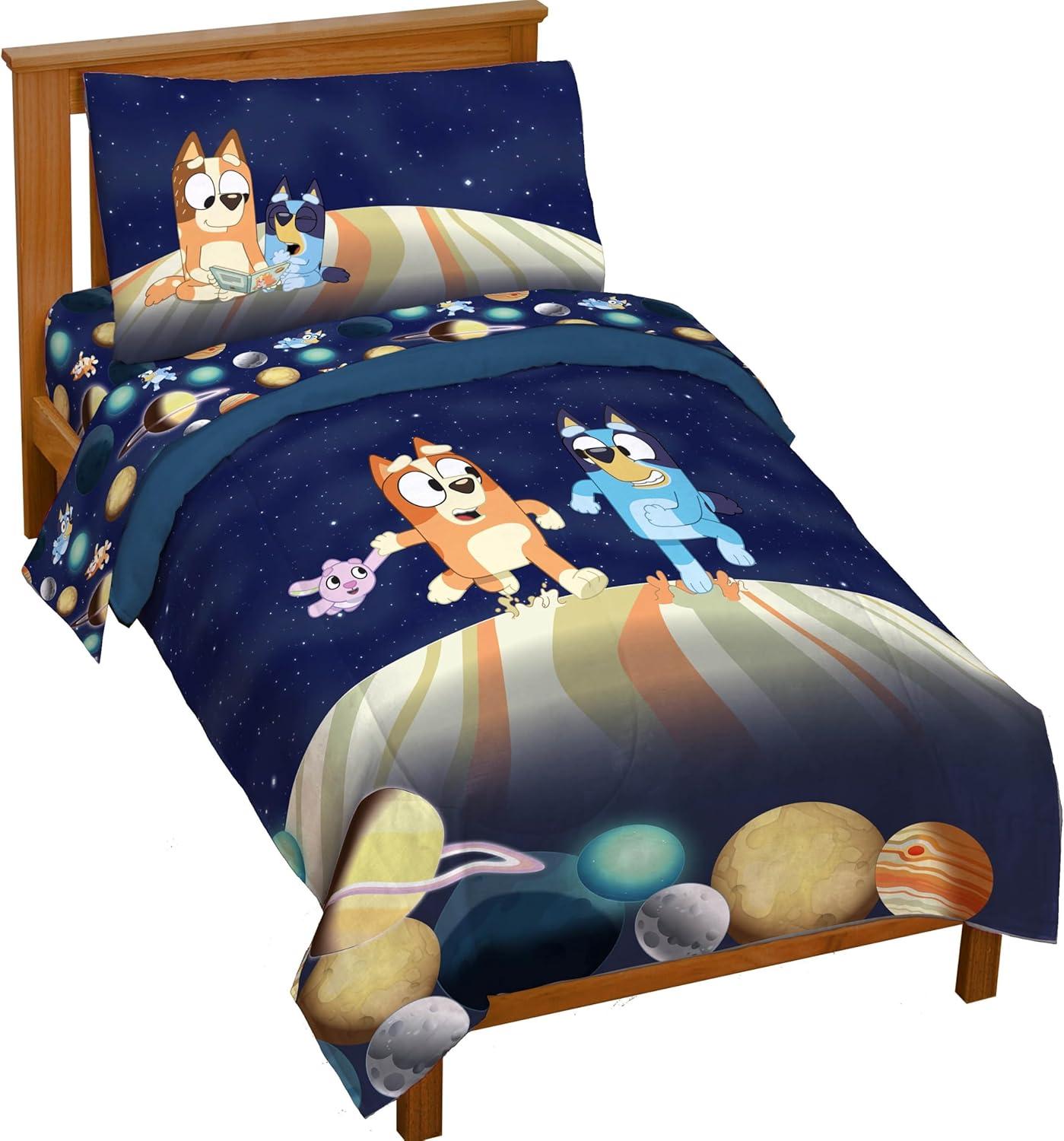 imageJay Franco Kids Comforter Set Includes Sheets and Pillow Covers Soft and Cozy Bed Set for Stylish Room Decor Blue Bluey amp Bingo 5 Piece TwinBlue Bluey Bingo