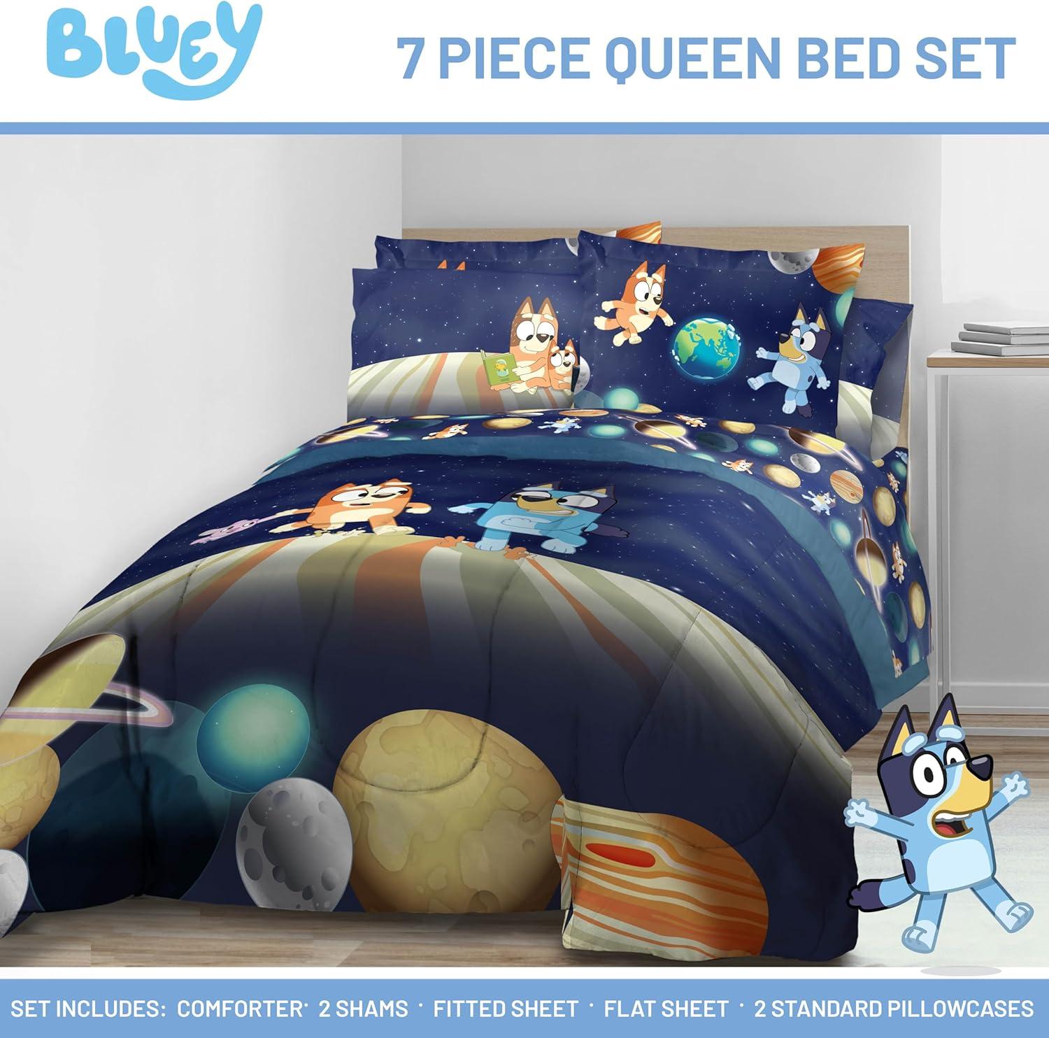 imageJay Franco Kids Comforter Set Includes Sheets and Pillow Covers Soft and Cozy Bed Set for Stylish Room Decor Blue Bluey amp Bingo 5 Piece TwinBlue Bluey Bingo