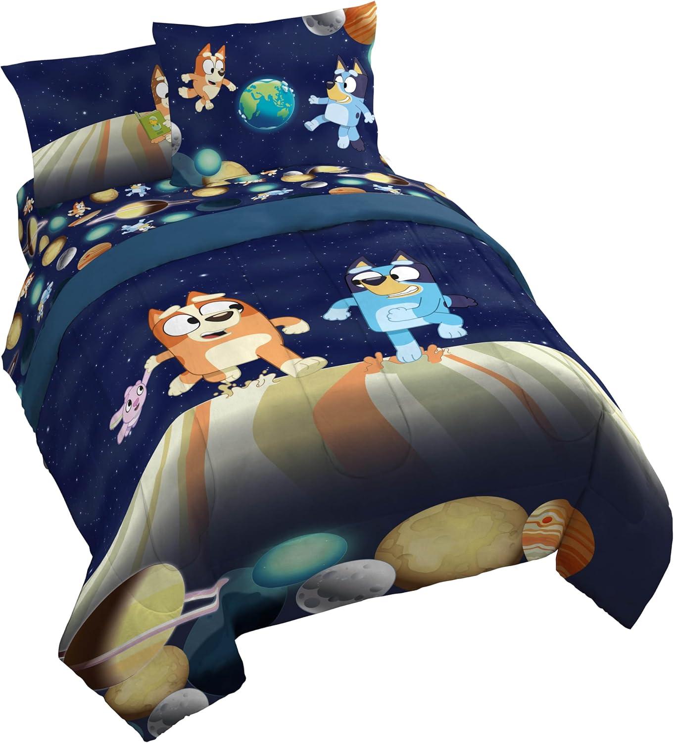 imageJay Franco Kids Comforter Set Includes Sheets and Pillow Covers Soft and Cozy Bed Set for Stylish Room Decor Blue Bluey amp Bingo 5 Piece TwinBlue Bluey Bingo