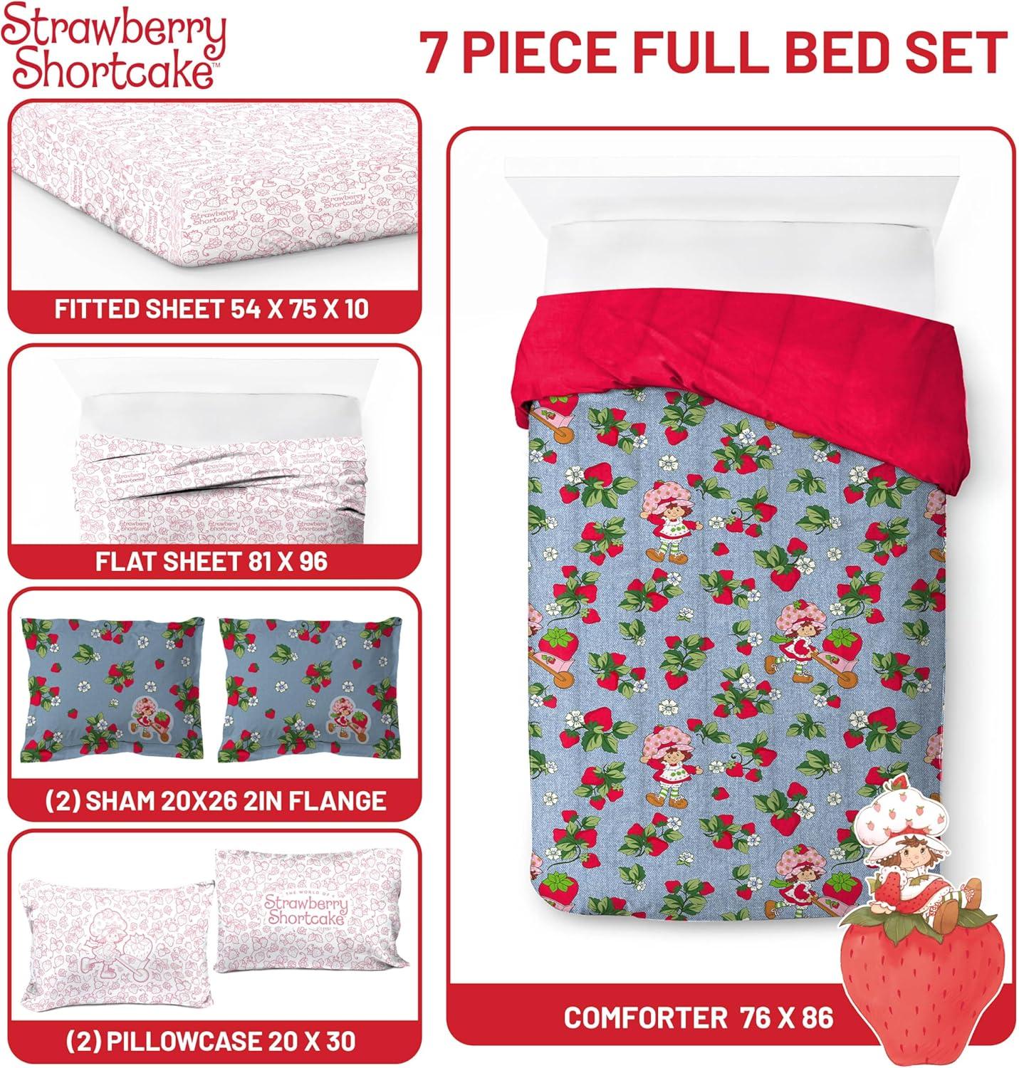 imageJay Franco Kids Comforter Set Includes Sheets and Pillow Covers Soft and Cozy Bed Set for Stylish Room Decor Blue Bluey amp Bingo 5 Piece TwinBlue Strawberry Shortcake