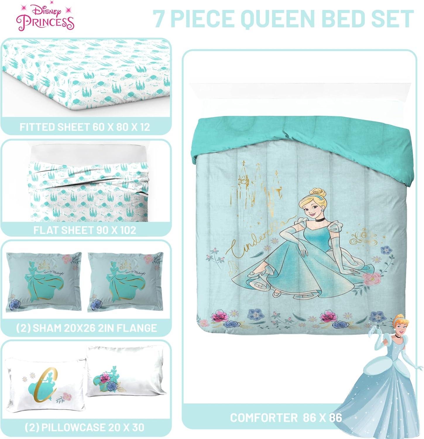 imageJay Franco Kids Comforter Set Includes Sheets and Pillow Covers Soft and Cozy Bed Set for Stylish Room Decor Blue Bluey amp Bingo 5 Piece TwinBlue Princess Cinderella
