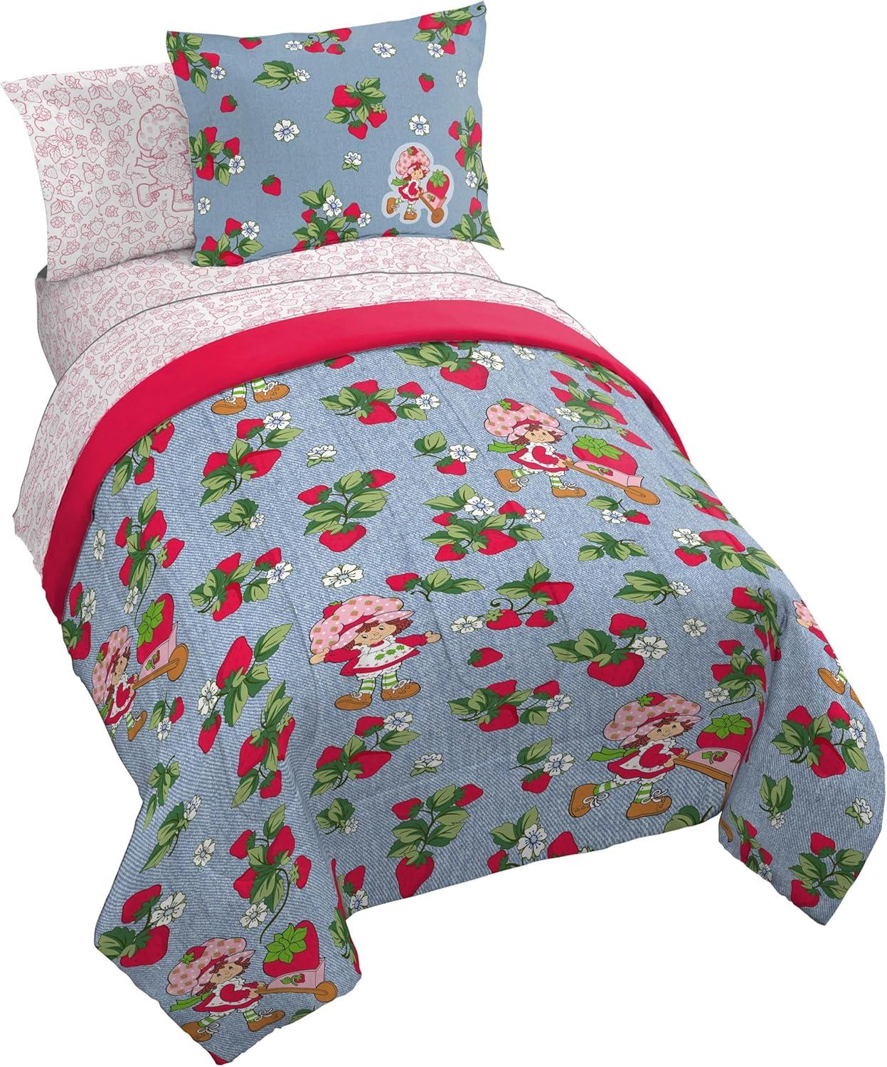 imageJay Franco Kids Comforter Set Includes Sheets and Pillow Covers Soft and Cozy Bed Set for Stylish Room Decor Blue Bluey amp Bingo 5 Piece TwinBlue Strawberry Shortcake