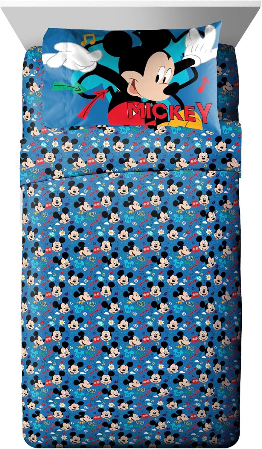 imageJay Franco Kids Comforter Set Includes Sheets and Pillow Covers Soft and Cozy Bed Set for Stylish Room Decor Blue Bluey amp Bingo 5 Piece TwinBlue Mickey Mouse