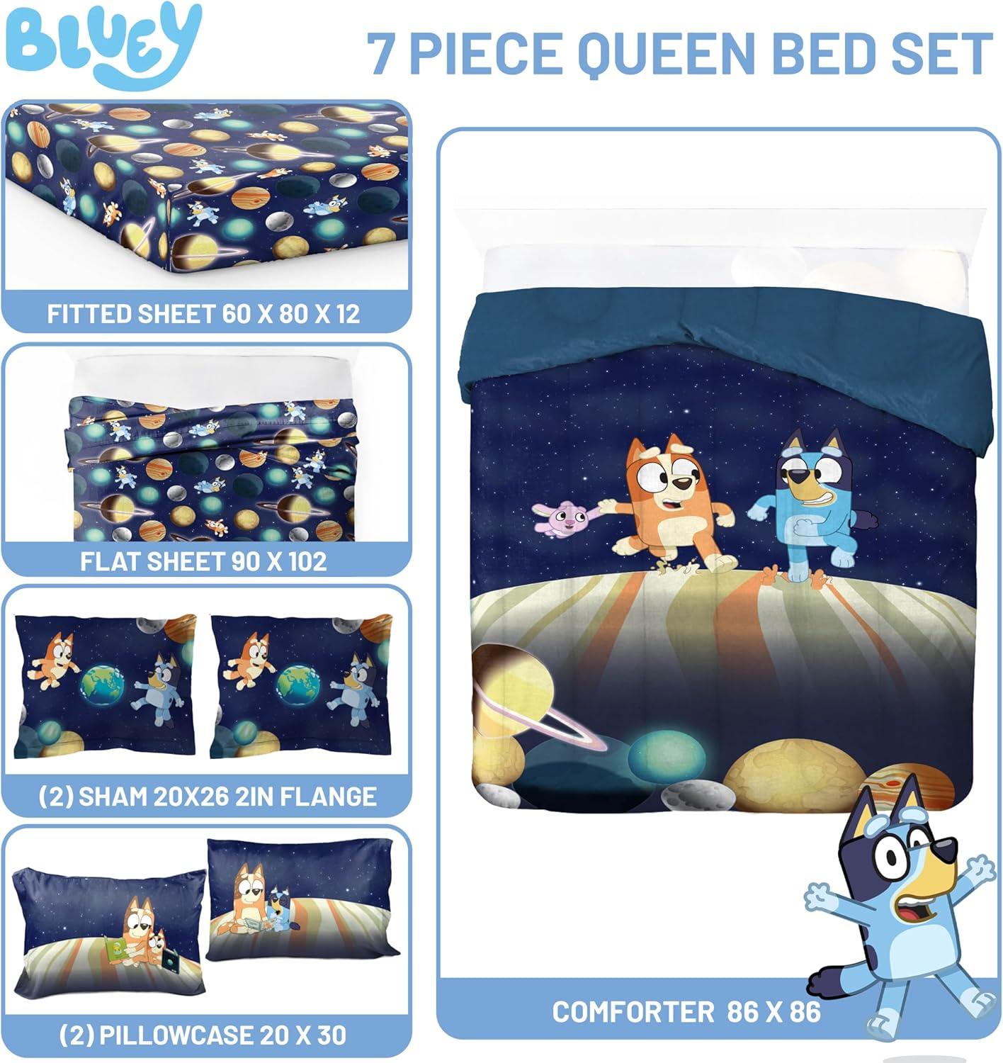 imageJay Franco Kids Comforter Set Includes Sheets and Pillow Covers Soft and Cozy Bed Set for Stylish Room Decor Blue Bluey amp Bingo 5 Piece TwinBlue Bluey Bingo