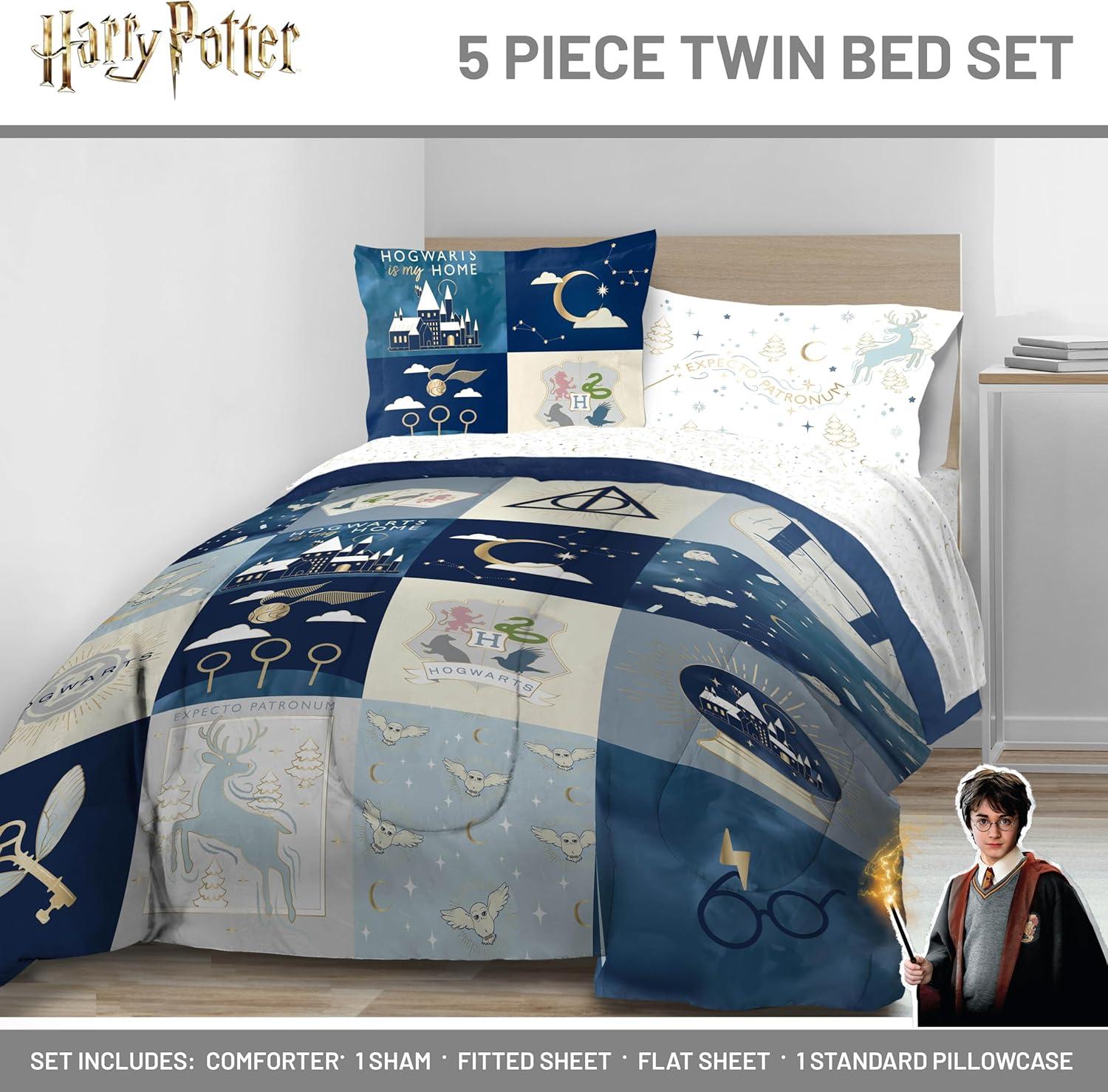 imageJay Franco Kids Comforter Set Includes Sheets and Pillow Covers Soft and Cozy Bed Set for Stylish Room Decor Blue Bluey amp Bingo 5 Piece TwinMulti Harry Potter