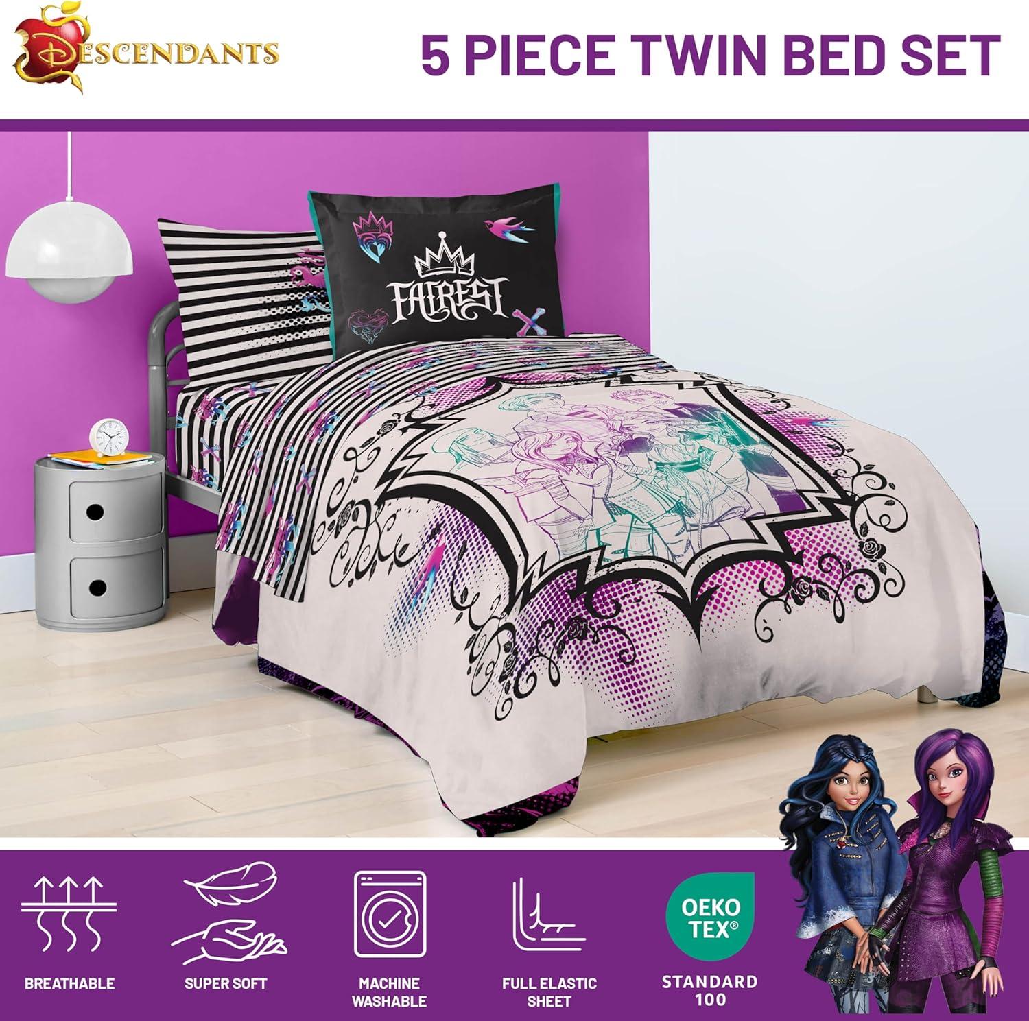 imageJay Franco Kids Comforter Set Includes Sheets and Pillow Covers Soft and Cozy Bed Set for Stylish Room Decor Blue Bluey amp Bingo 5 Piece TwinMulti Descendants