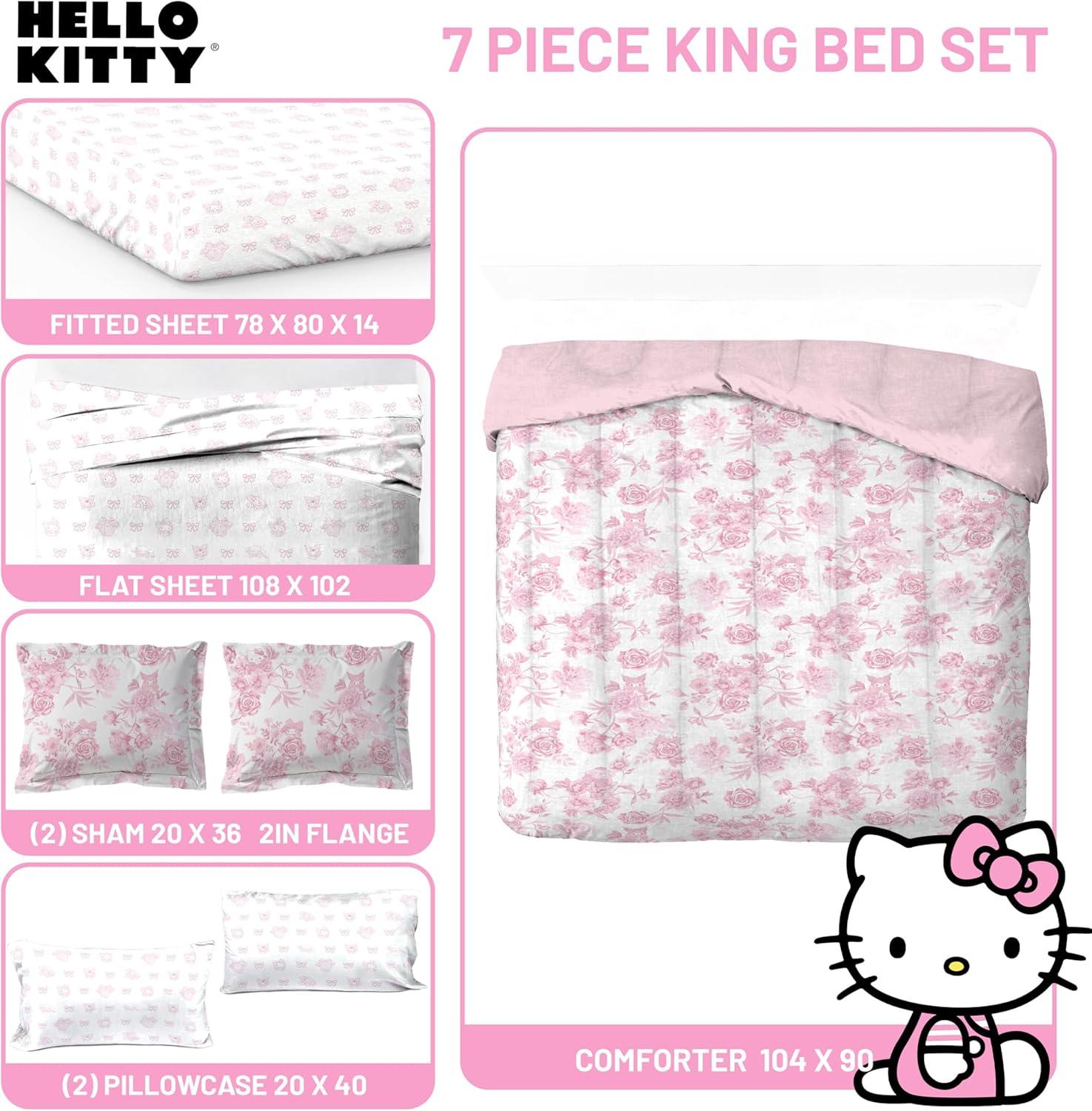 imageJay Franco Kids Comforter Set Includes Sheets and Pillow Covers Soft and Cozy Bed Set for Stylish Room Decor Blue Bluey amp Bingo 5 Piece TwinMulti Hello Kitty