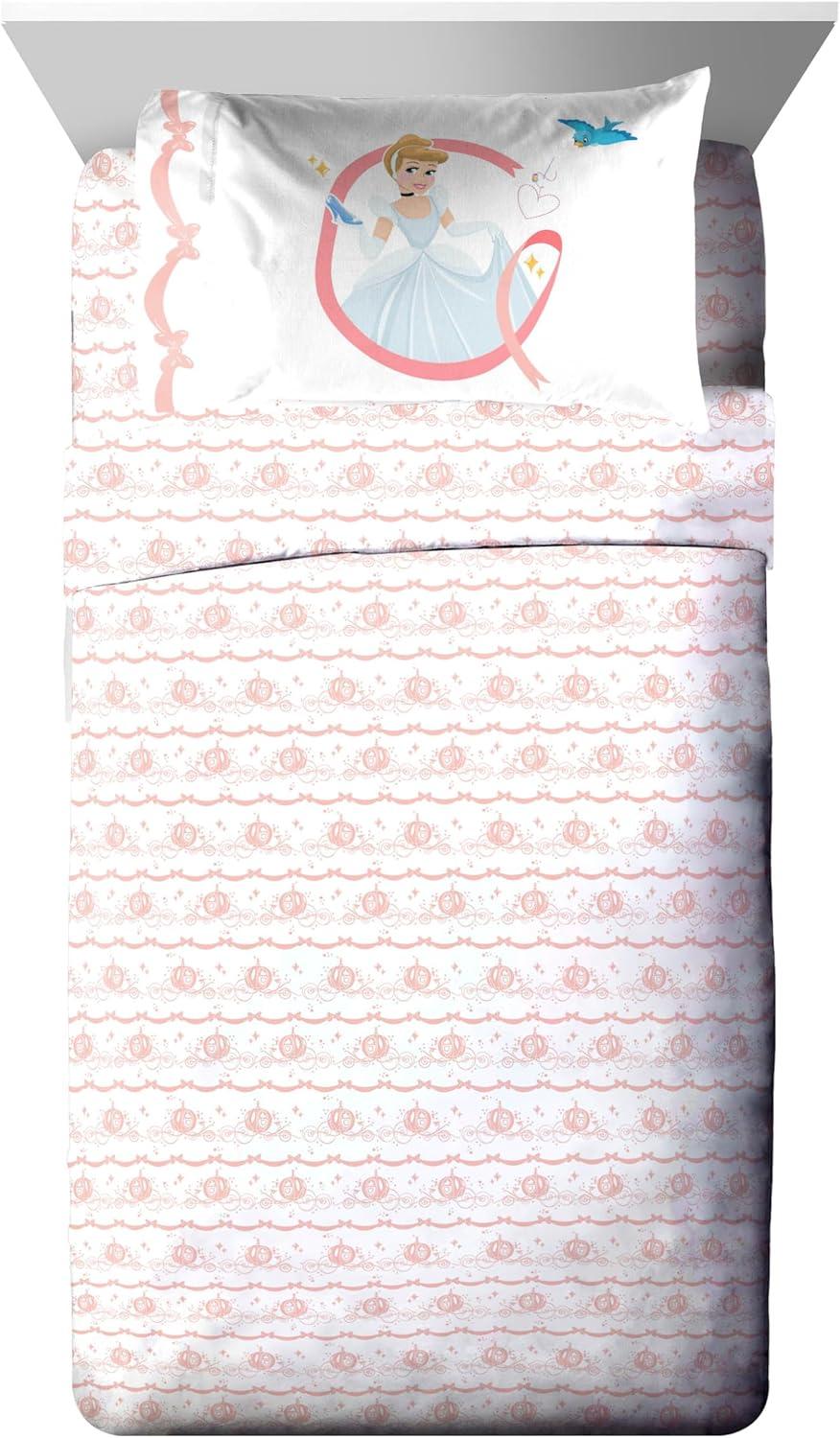 imageJay Franco Kids Comforter Set Includes Sheets and Pillow Covers Soft and Cozy Bed Set for Stylish Room Decor Blue Bluey amp Bingo 5 Piece TwinPink Princess Cinderella