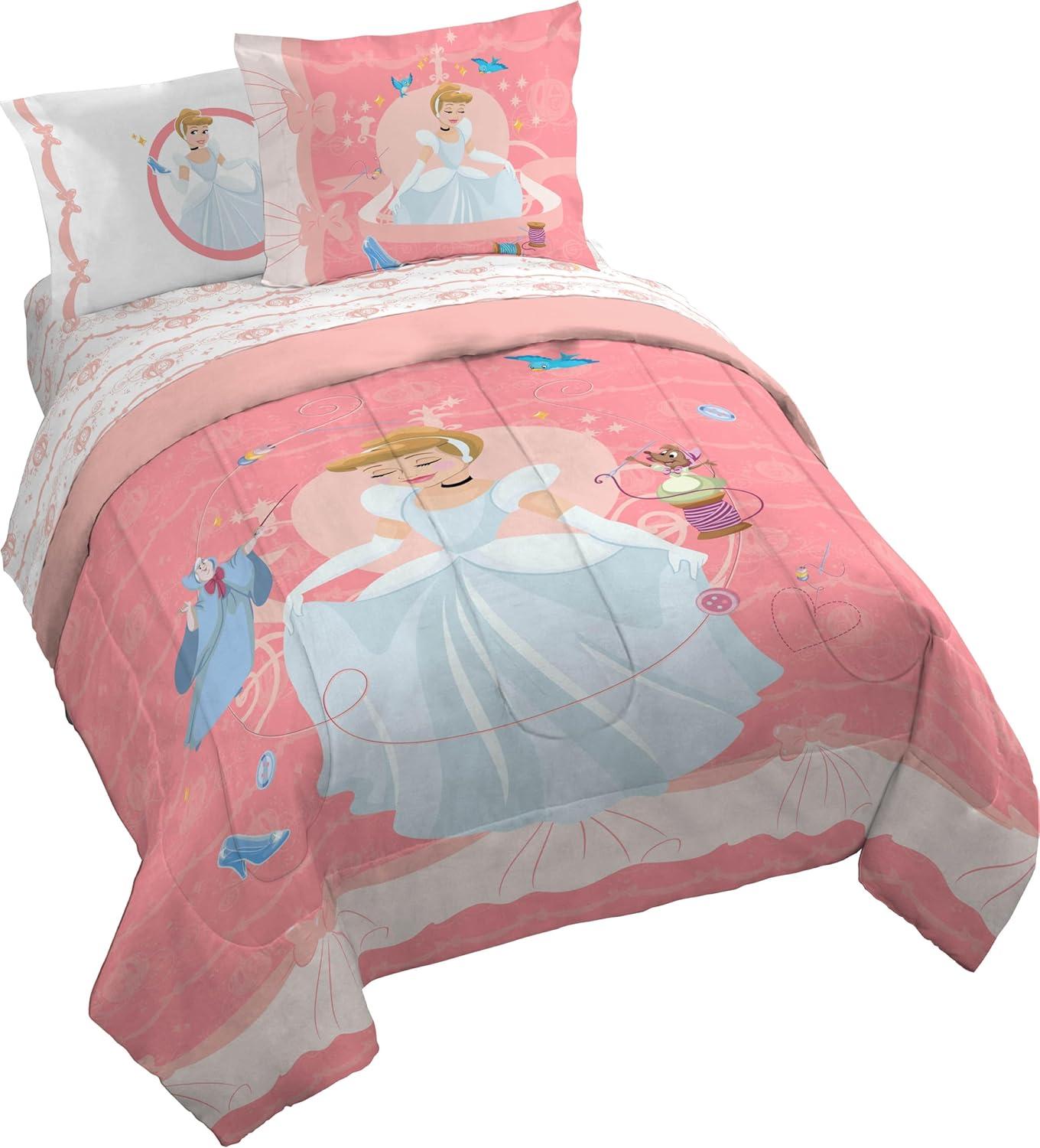 imageJay Franco Kids Comforter Set Includes Sheets and Pillow Covers Soft and Cozy Bed Set for Stylish Room Decor Blue Bluey amp Bingo 5 Piece TwinPink Princess Cinderella