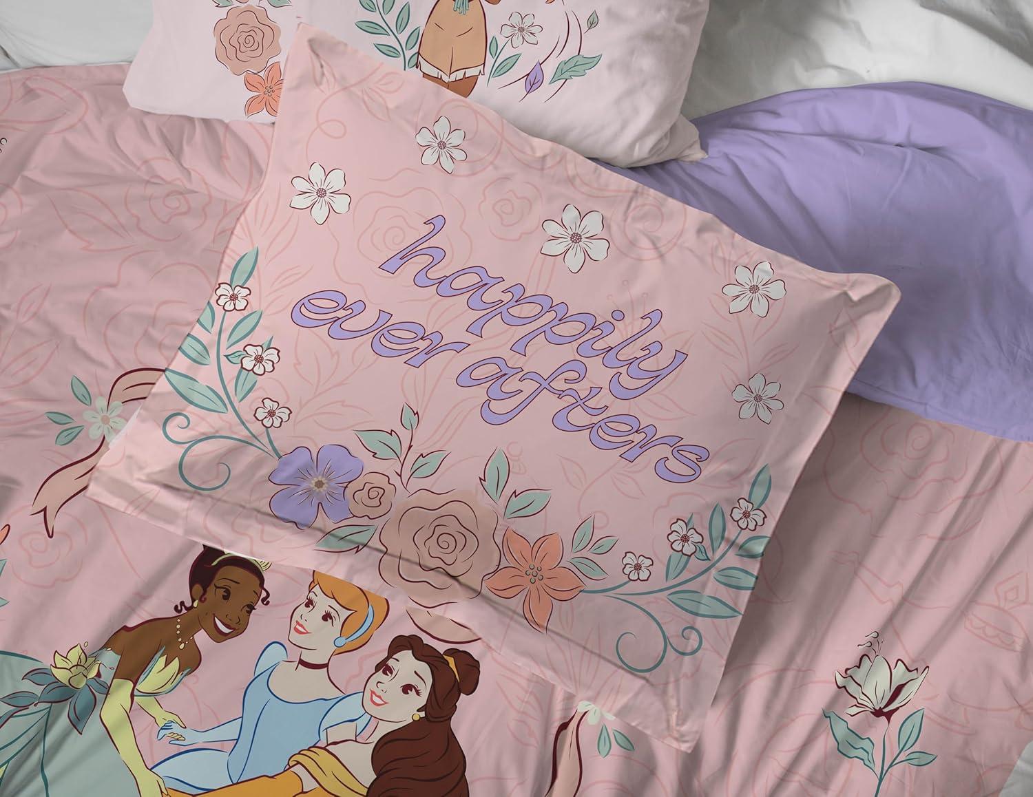 imageJay Franco Kids Comforter Set Includes Sheets and Pillow Covers Soft and Cozy Bed Set for Stylish Room Decor Blue Bluey amp Bingo 5 Piece TwinPink Disney Princess