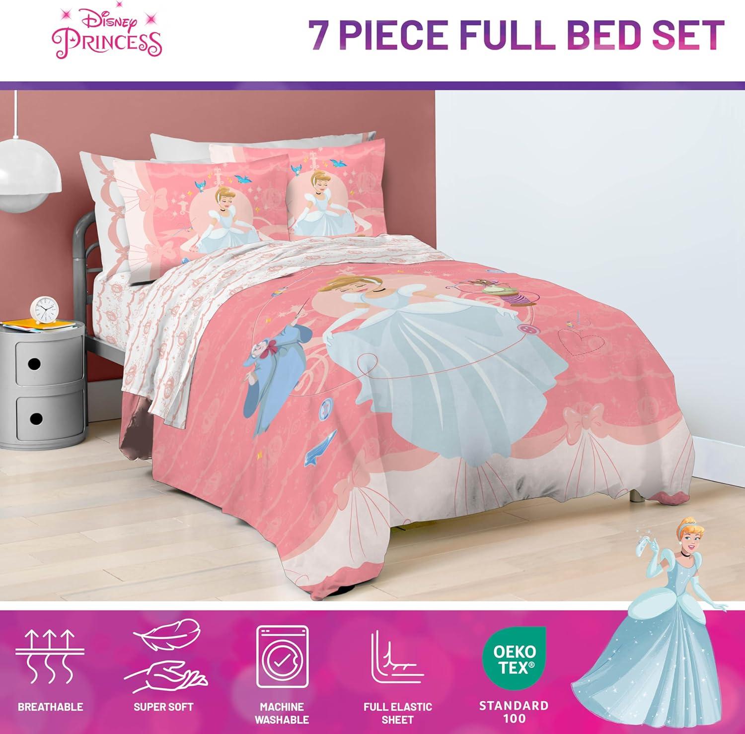 imageJay Franco Kids Comforter Set Includes Sheets and Pillow Covers Soft and Cozy Bed Set for Stylish Room Decor Blue Bluey amp Bingo 5 Piece TwinPink Princess Cinderella