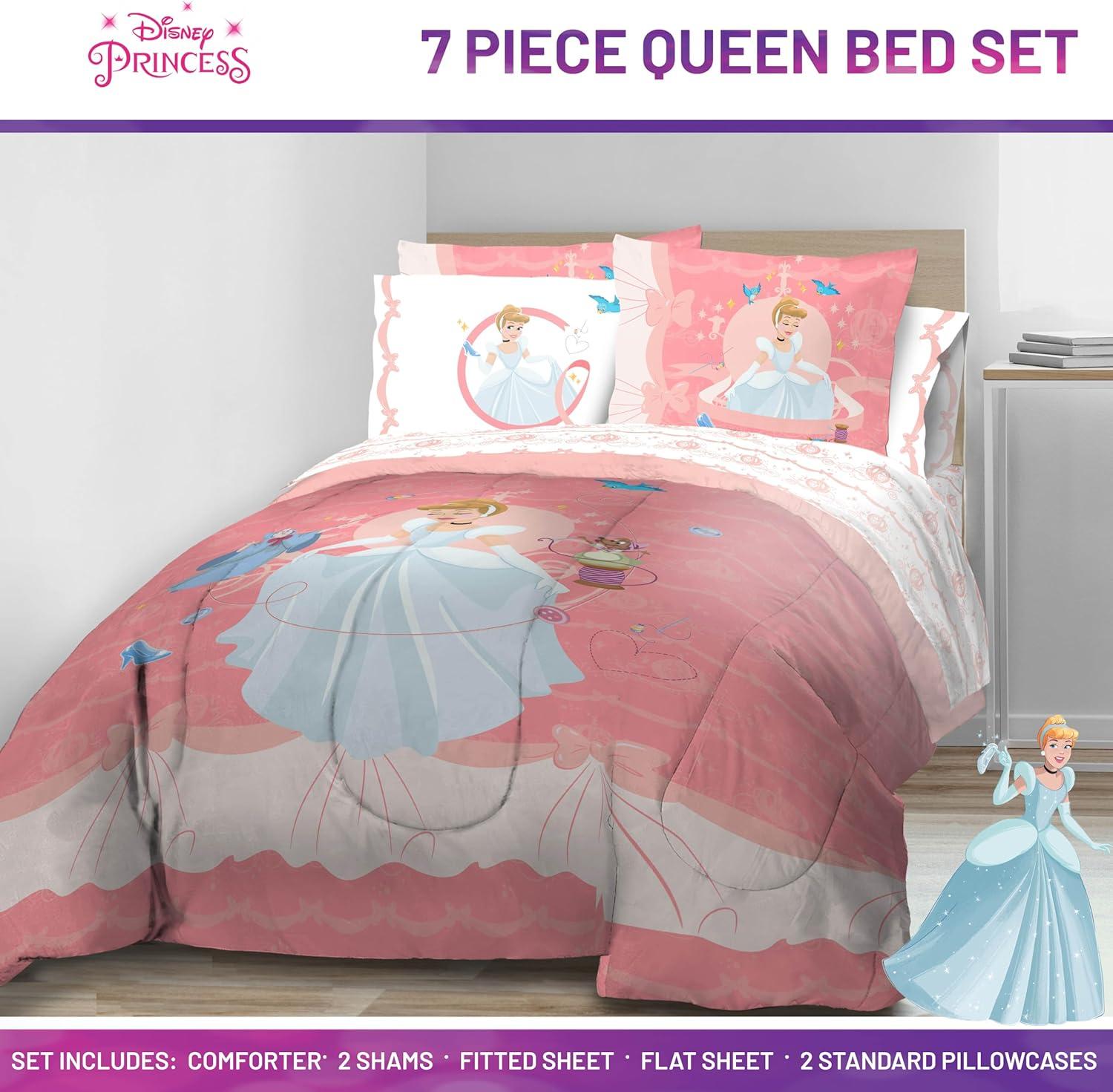 imageJay Franco Kids Comforter Set Includes Sheets and Pillow Covers Soft and Cozy Bed Set for Stylish Room Decor Blue Bluey amp Bingo 5 Piece TwinPink Princess Cinderella