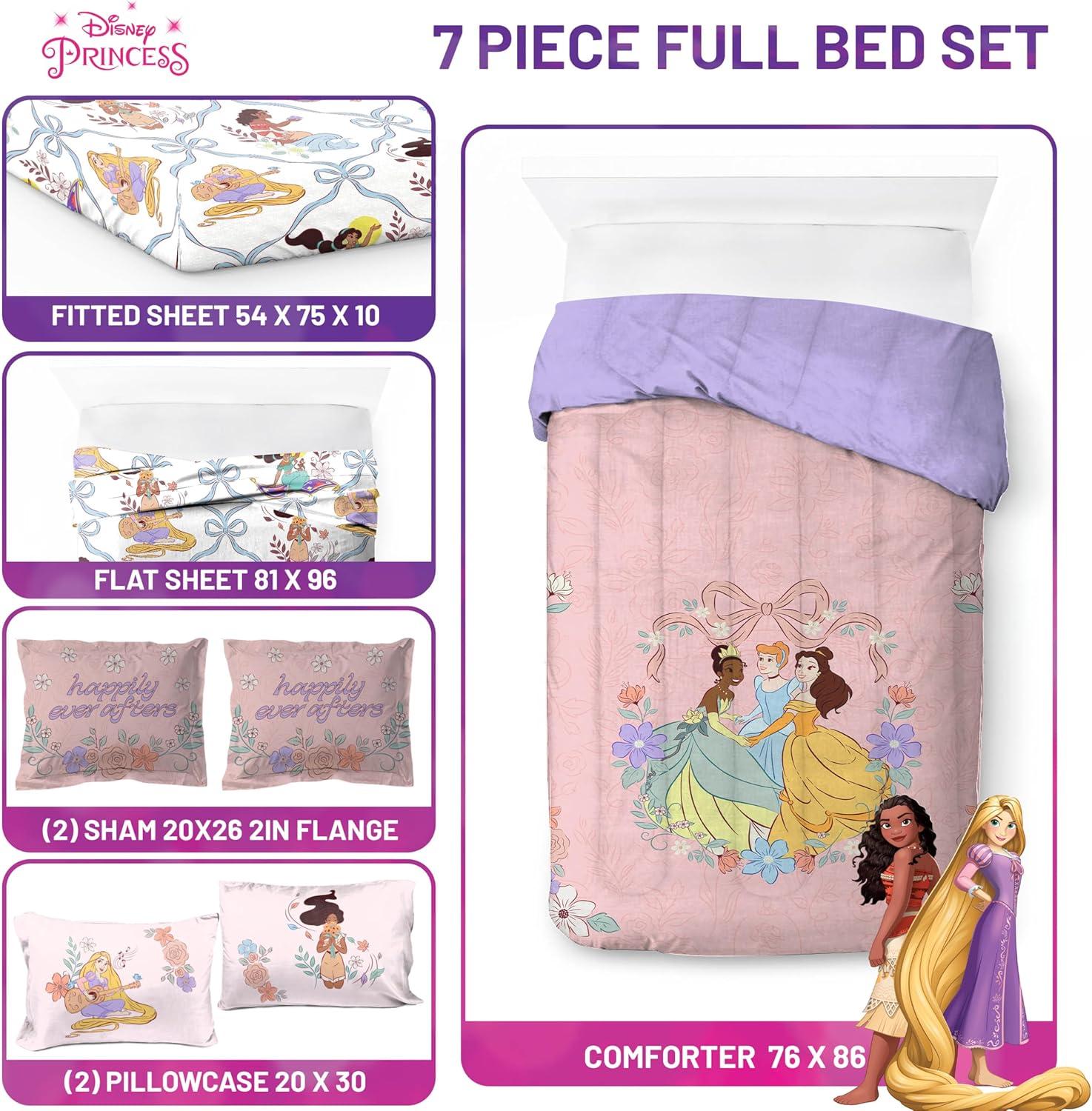 imageJay Franco Kids Comforter Set Includes Sheets and Pillow Covers Soft and Cozy Bed Set for Stylish Room Decor Blue Bluey amp Bingo 5 Piece TwinPink Disney Princess