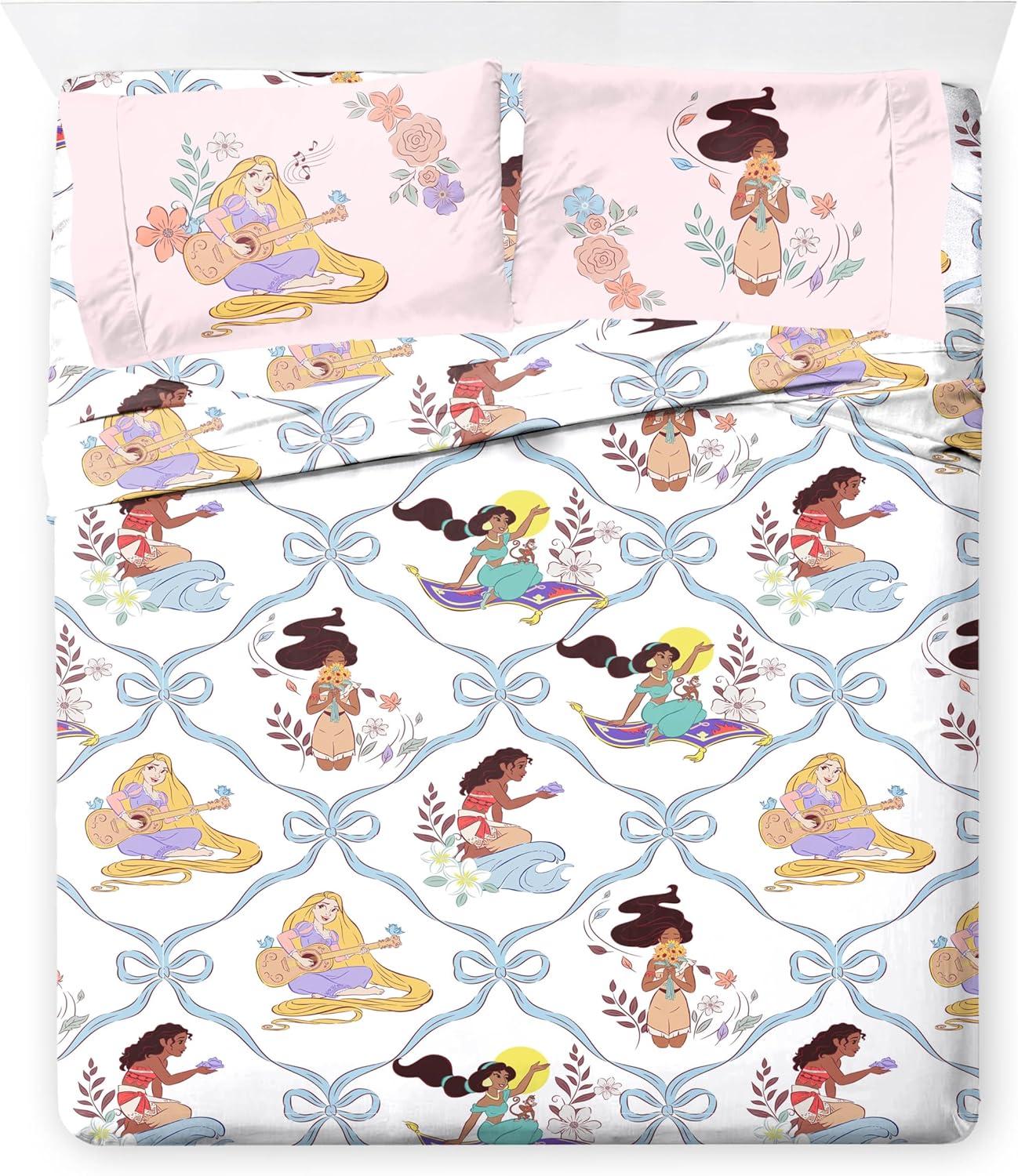 imageJay Franco Kids Comforter Set Includes Sheets and Pillow Covers Soft and Cozy Bed Set for Stylish Room Decor Blue Bluey amp Bingo 5 Piece TwinPink Disney Princess