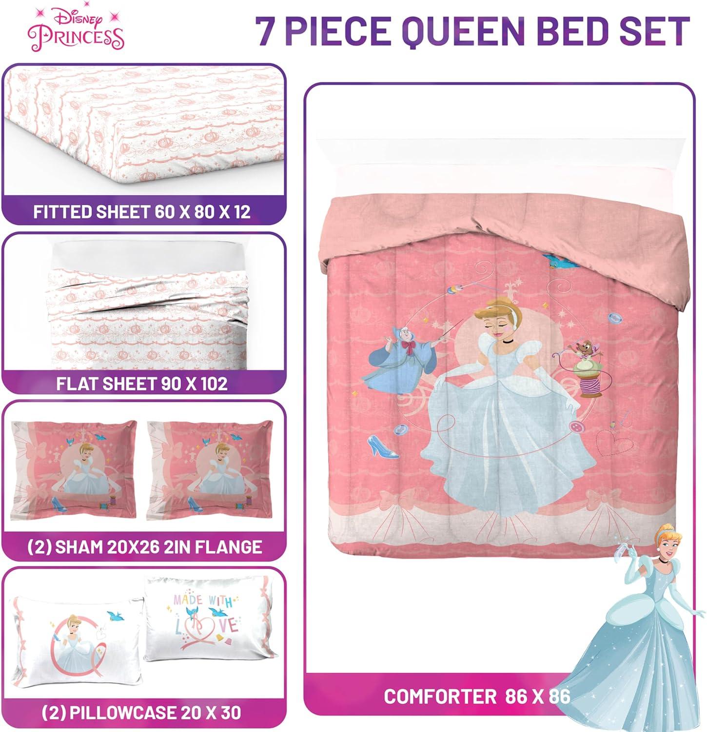 imageJay Franco Kids Comforter Set Includes Sheets and Pillow Covers Soft and Cozy Bed Set for Stylish Room Decor Blue Bluey amp Bingo 5 Piece TwinPink Princess Cinderella