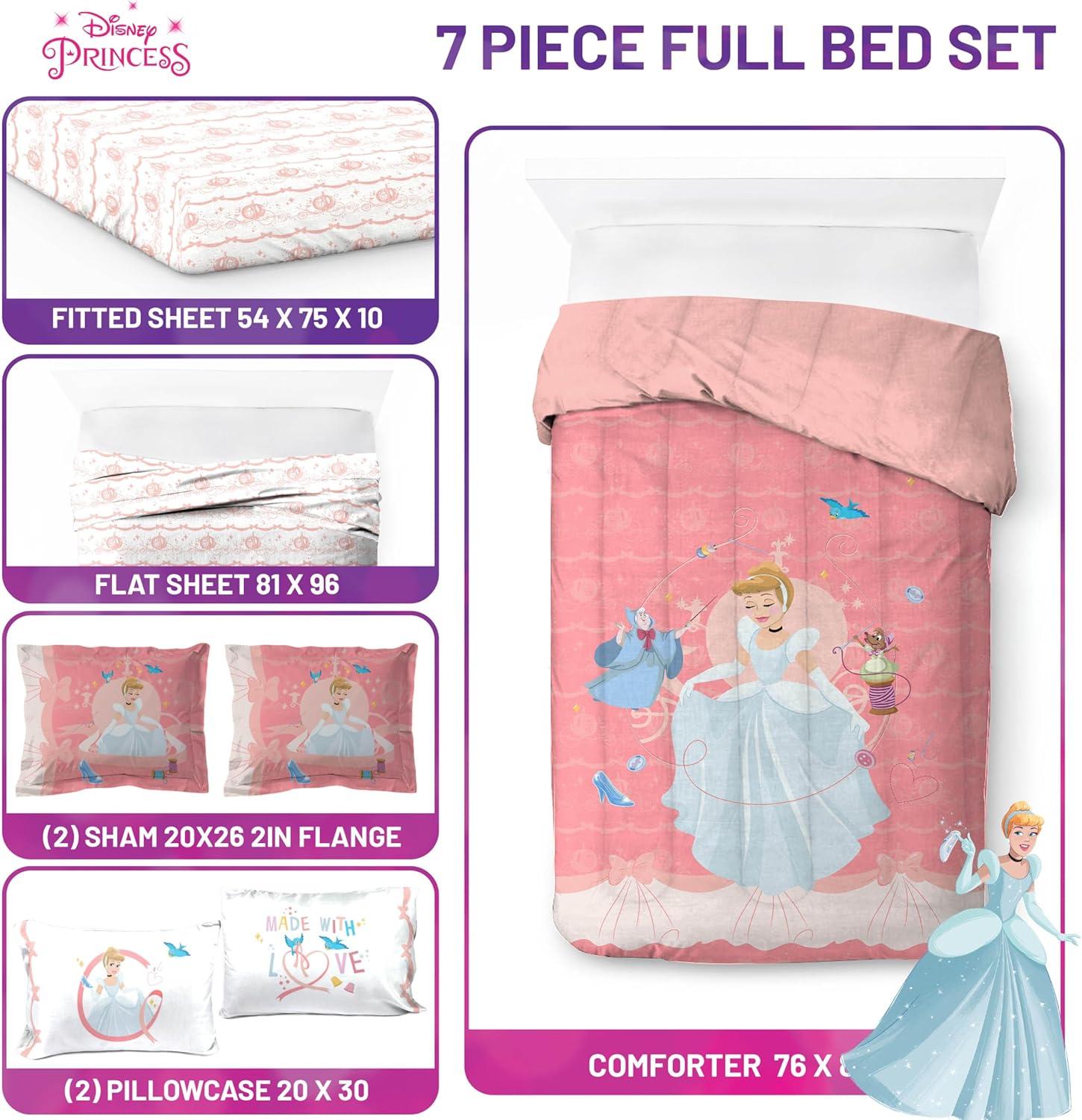 imageJay Franco Kids Comforter Set Includes Sheets and Pillow Covers Soft and Cozy Bed Set for Stylish Room Decor Blue Bluey amp Bingo 5 Piece TwinPink Princess Cinderella