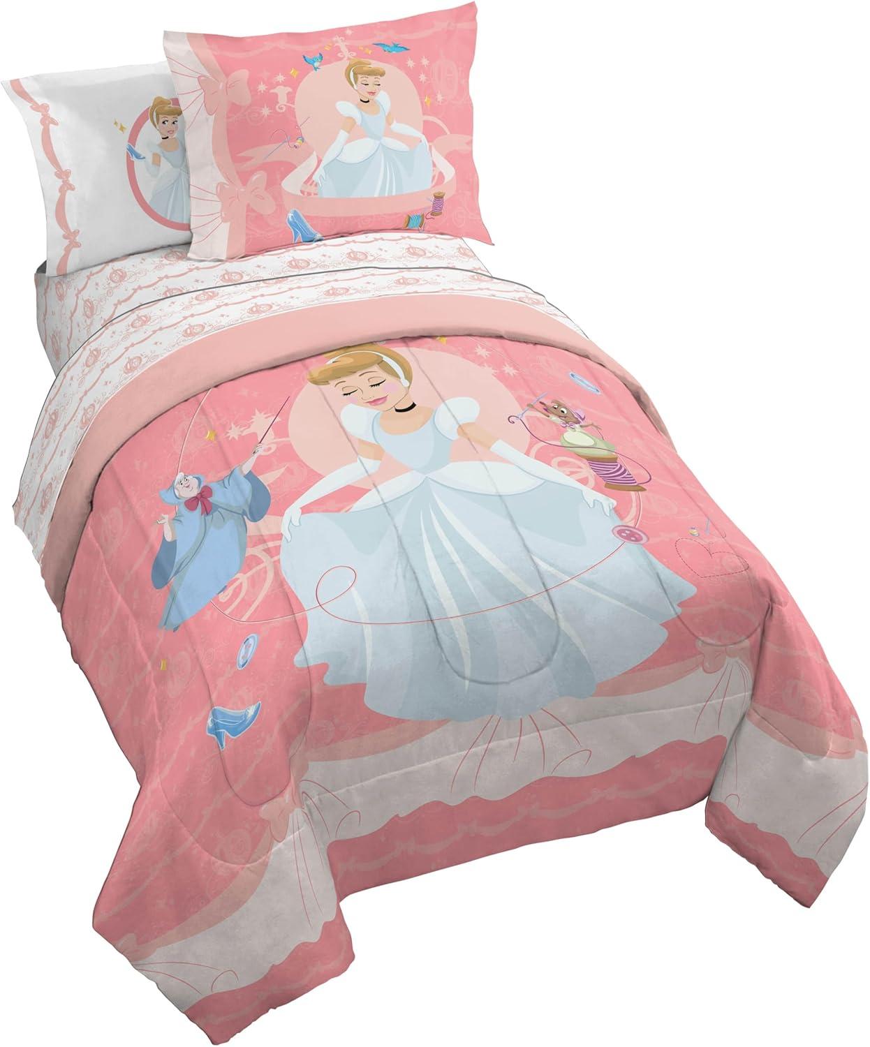 imageJay Franco Kids Comforter Set Includes Sheets and Pillow Covers Soft and Cozy Bed Set for Stylish Room Decor Blue Bluey amp Bingo 5 Piece TwinPink Princess Cinderella