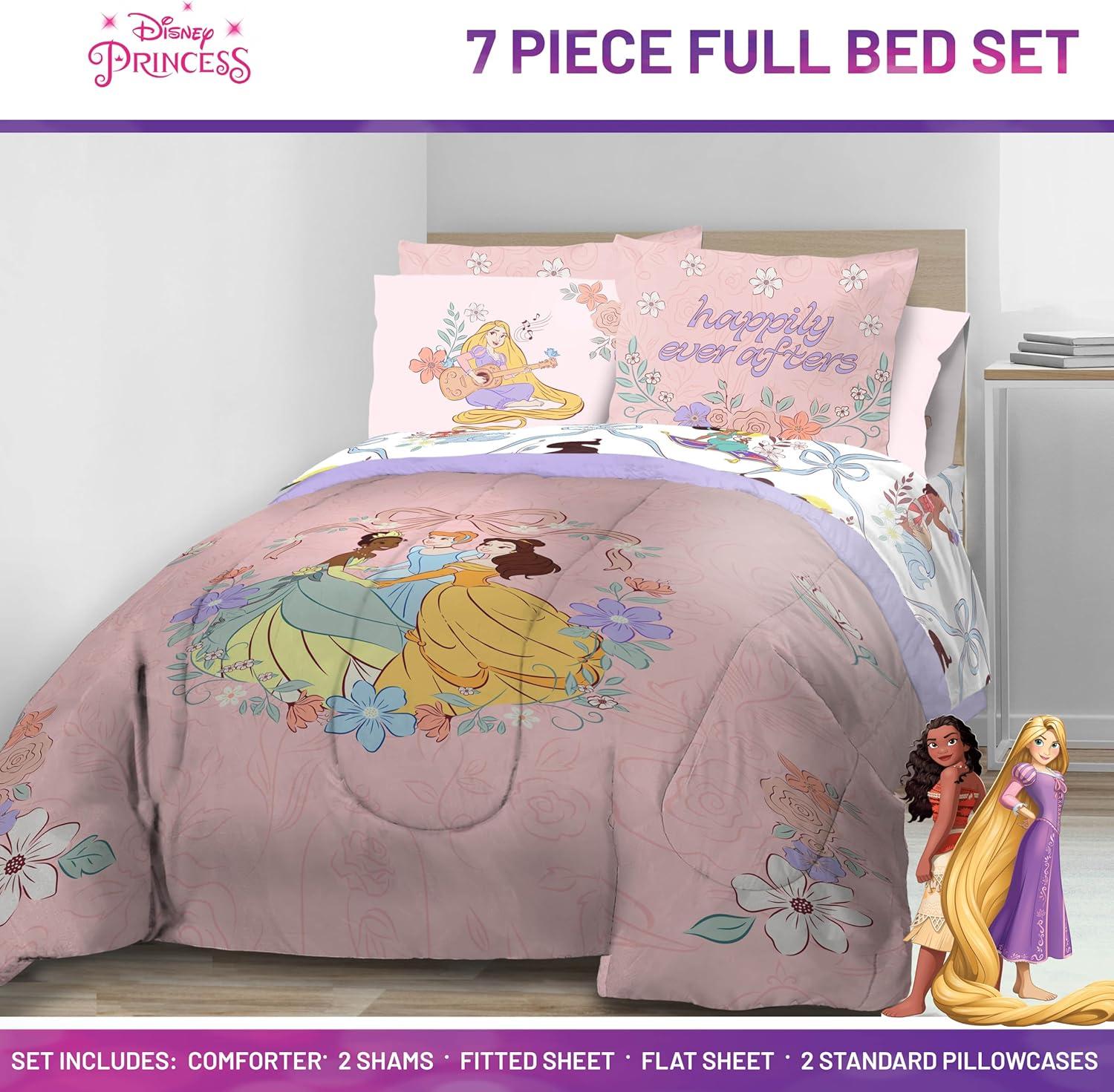 imageJay Franco Kids Comforter Set Includes Sheets and Pillow Covers Soft and Cozy Bed Set for Stylish Room Decor Blue Bluey amp Bingo 5 Piece TwinPink Disney Princess