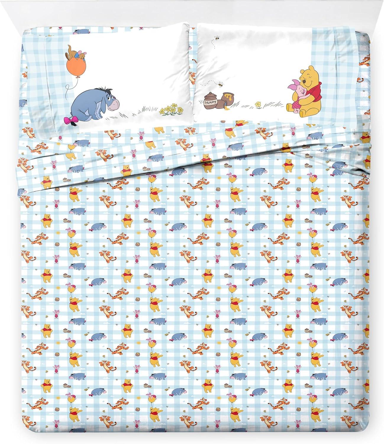 imageJay Franco Kids Comforter Set Includes Sheets and Pillow Covers Soft and Cozy Bed Set for Stylish Room Decor Blue Bluey amp Bingo 5 Piece TwinWhite Winnie the Pooh