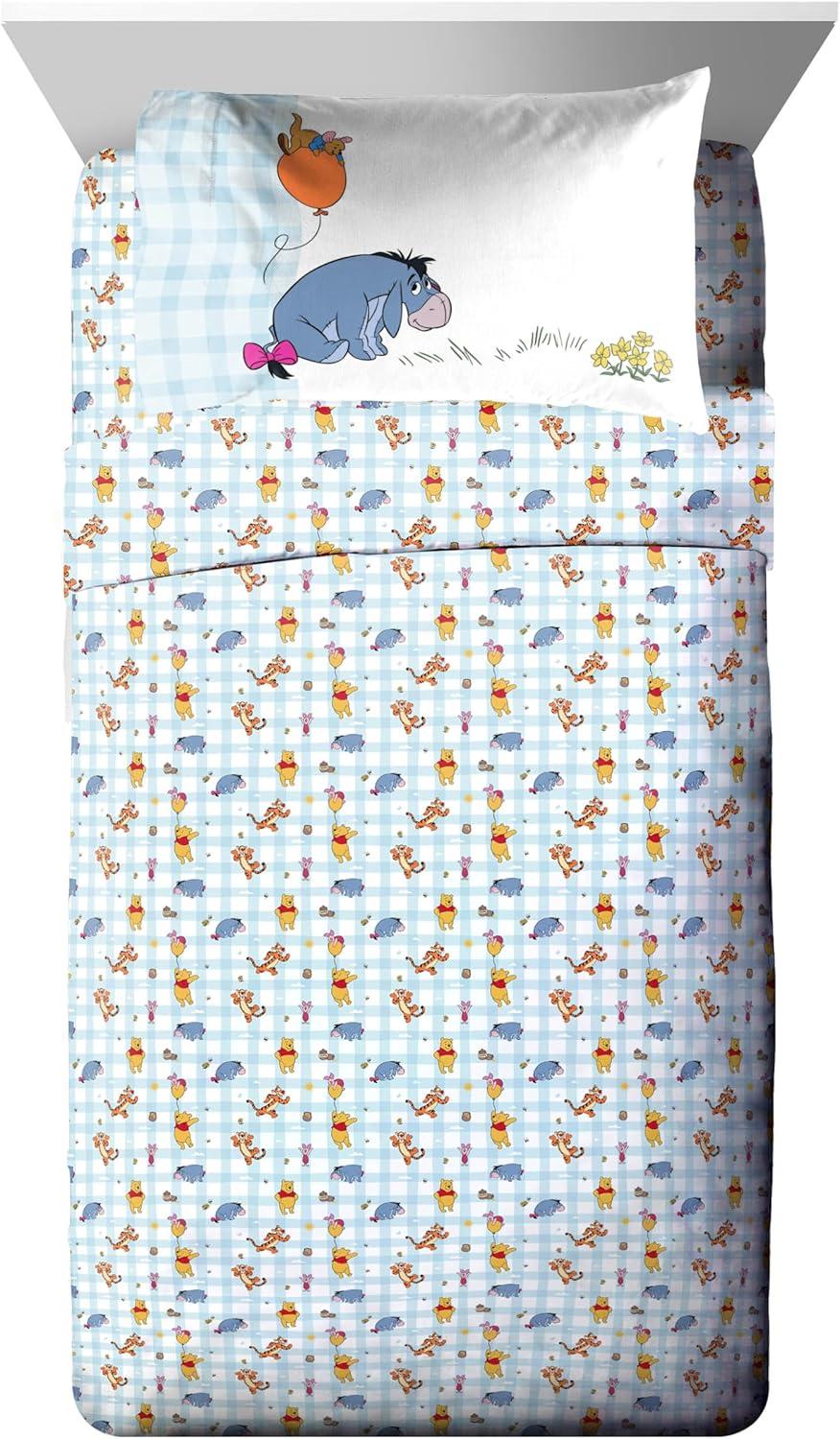 imageJay Franco Kids Comforter Set Includes Sheets and Pillow Covers Soft and Cozy Bed Set for Stylish Room Decor Blue Bluey amp Bingo 5 Piece TwinWhite Winnie the Pooh