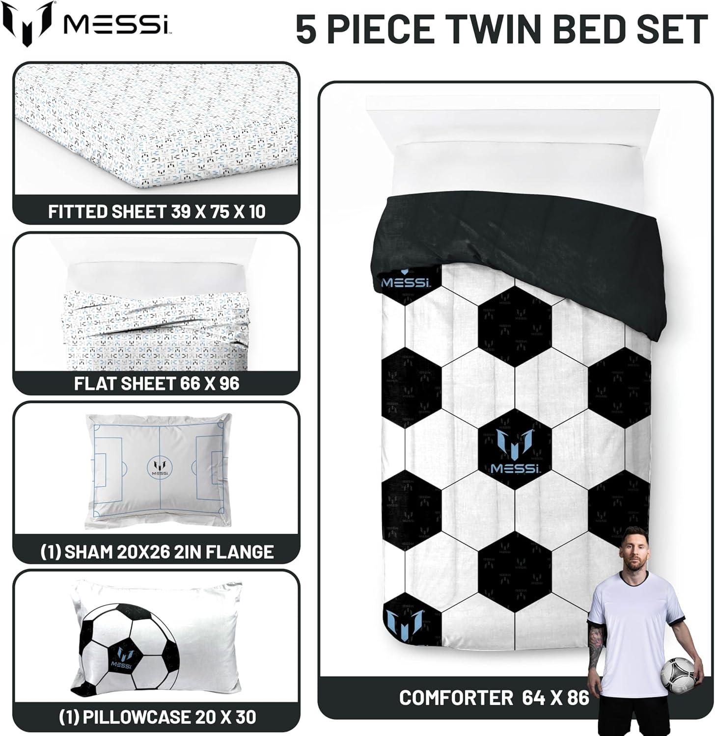imageJay Franco Kids Comforter Set Includes Sheets and Pillow Covers Soft and Cozy Bed Set for Stylish Room Decor Blue Bluey amp Bingo 5 Piece TwinWhite Messi