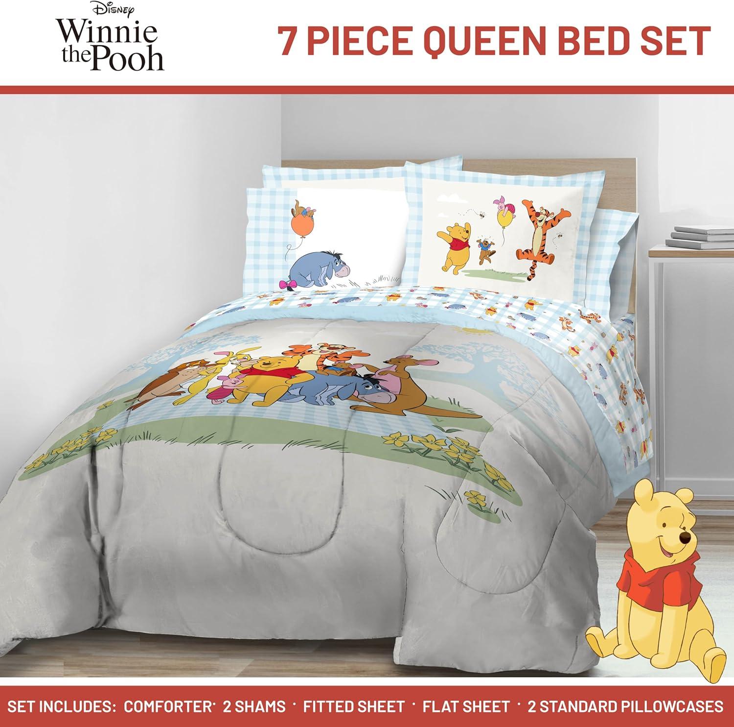 imageJay Franco Kids Comforter Set Includes Sheets and Pillow Covers Soft and Cozy Bed Set for Stylish Room Decor Blue Bluey amp Bingo 5 Piece TwinWhite Winnie the Pooh
