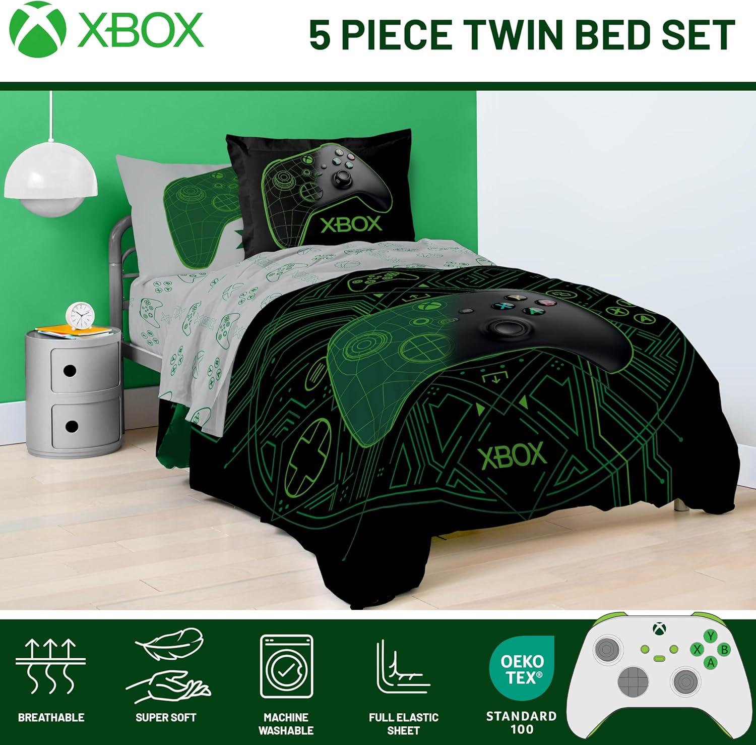 imageJay Franco Kids Comforter Set Includes Sheets and Pillow Covers Soft and Cozy Bed Set for Stylish Room Decor Blue Bluey amp Bingo 5 Piece TwinWhite Xbox