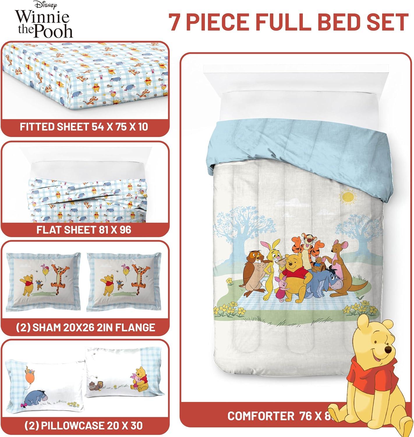 imageJay Franco Kids Comforter Set Includes Sheets and Pillow Covers Soft and Cozy Bed Set for Stylish Room Decor Blue Bluey amp Bingo 5 Piece TwinWhite Winnie the Pooh