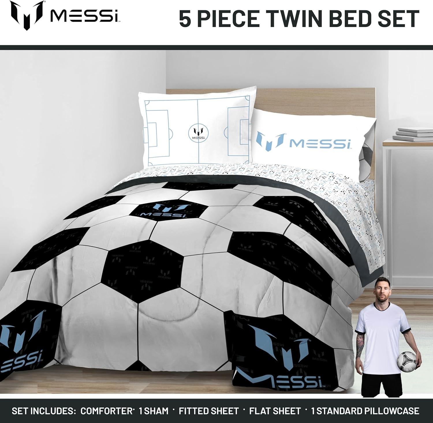 imageJay Franco Kids Comforter Set Includes Sheets and Pillow Covers Soft and Cozy Bed Set for Stylish Room Decor Blue Bluey amp Bingo 5 Piece TwinWhite Messi