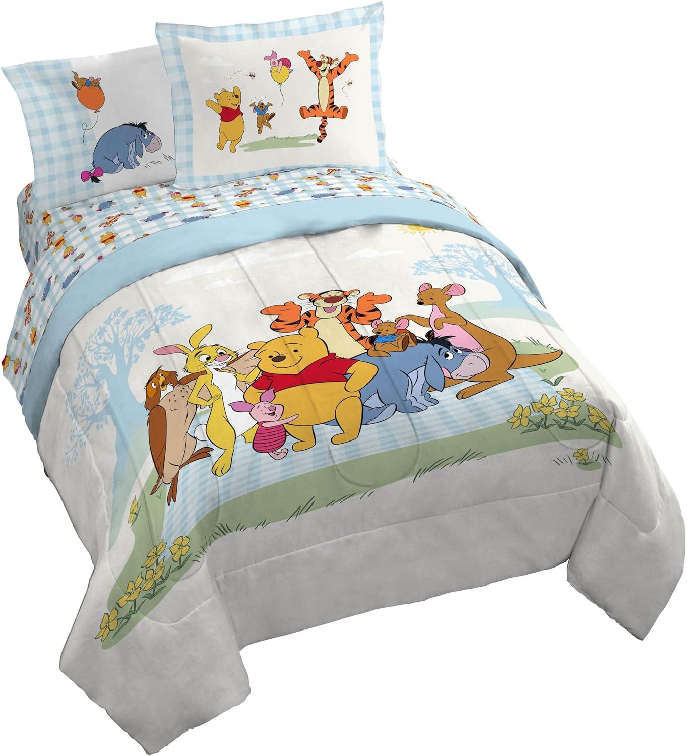 imageJay Franco Kids Comforter Set Includes Sheets and Pillow Covers Soft and Cozy Bed Set for Stylish Room Decor Blue Bluey amp Bingo 5 Piece TwinWhite Winnie the Pooh