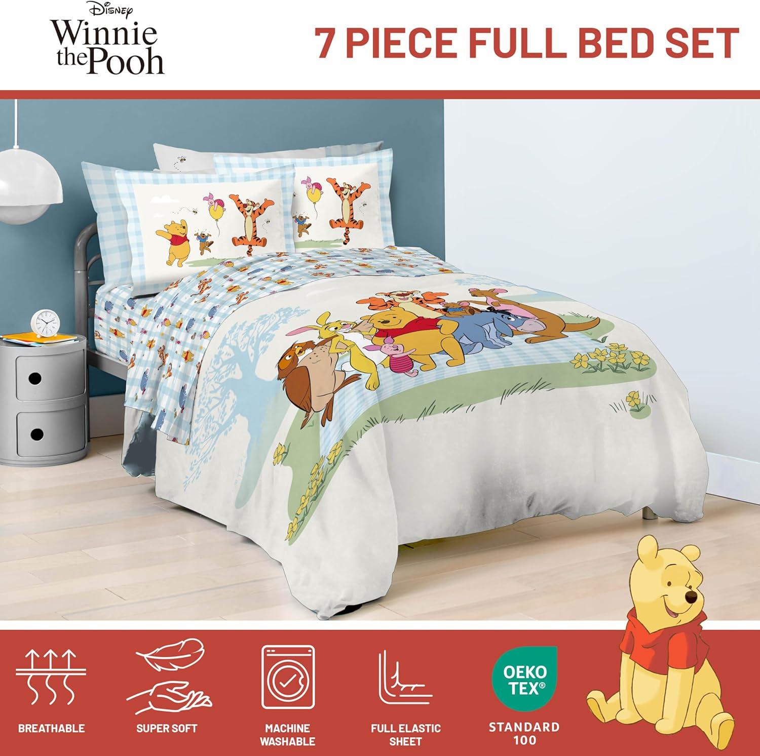 imageJay Franco Kids Comforter Set Includes Sheets and Pillow Covers Soft and Cozy Bed Set for Stylish Room Decor Blue Bluey amp Bingo 5 Piece TwinWhite Winnie the Pooh