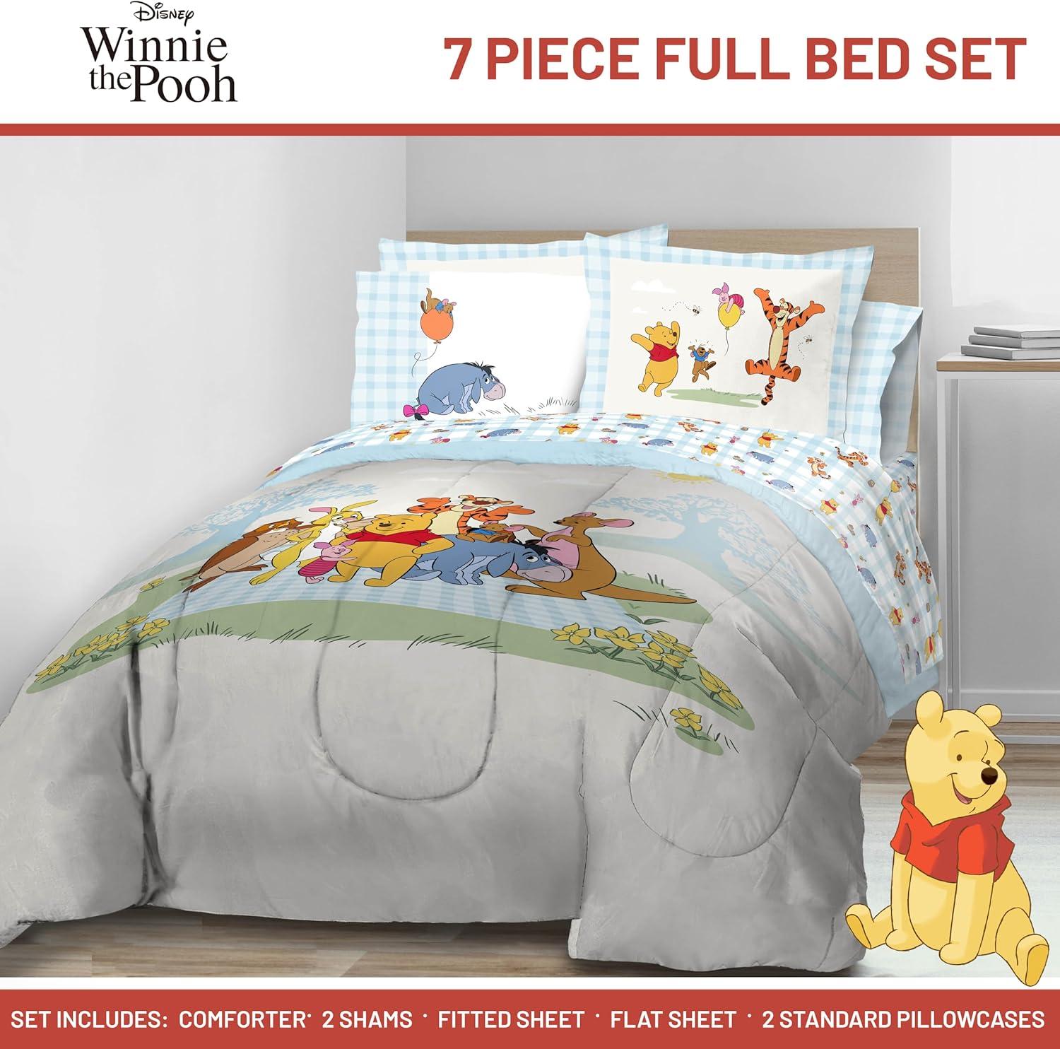 imageJay Franco Kids Comforter Set Includes Sheets and Pillow Covers Soft and Cozy Bed Set for Stylish Room Decor Blue Bluey amp Bingo 5 Piece TwinWhite Winnie the Pooh