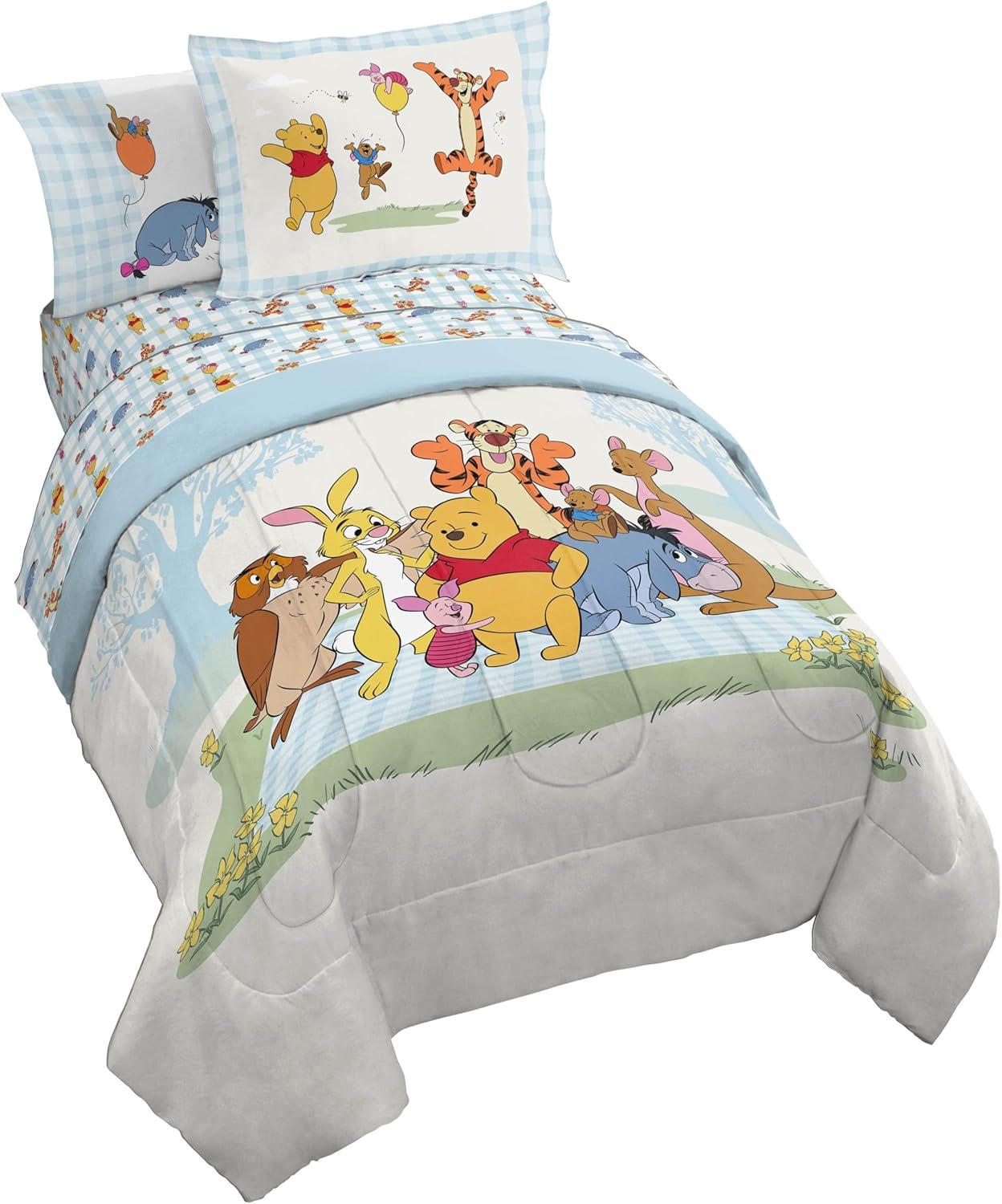 imageJay Franco Kids Comforter Set Includes Sheets and Pillow Covers Soft and Cozy Bed Set for Stylish Room Decor Blue Bluey amp Bingo 5 Piece TwinWhite Winnie the Pooh