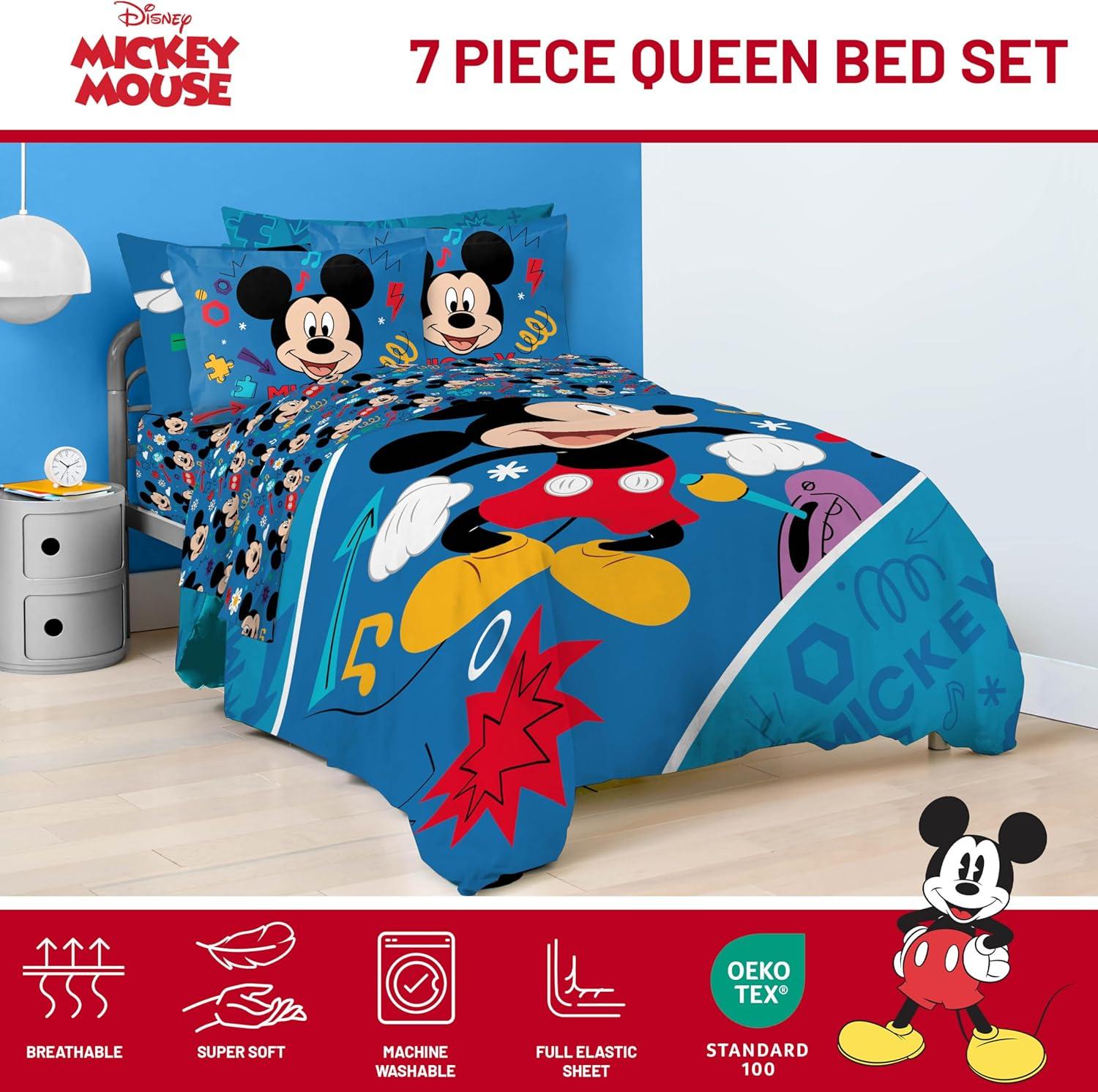 imageJay Franco Kids Comforter Set Includes Sheets and Pillow Covers Soft and Cozy Bed Set for Stylish Room Decor Blue Bluey amp Bingo 7 Piece QueenBlue Mickey Mouse