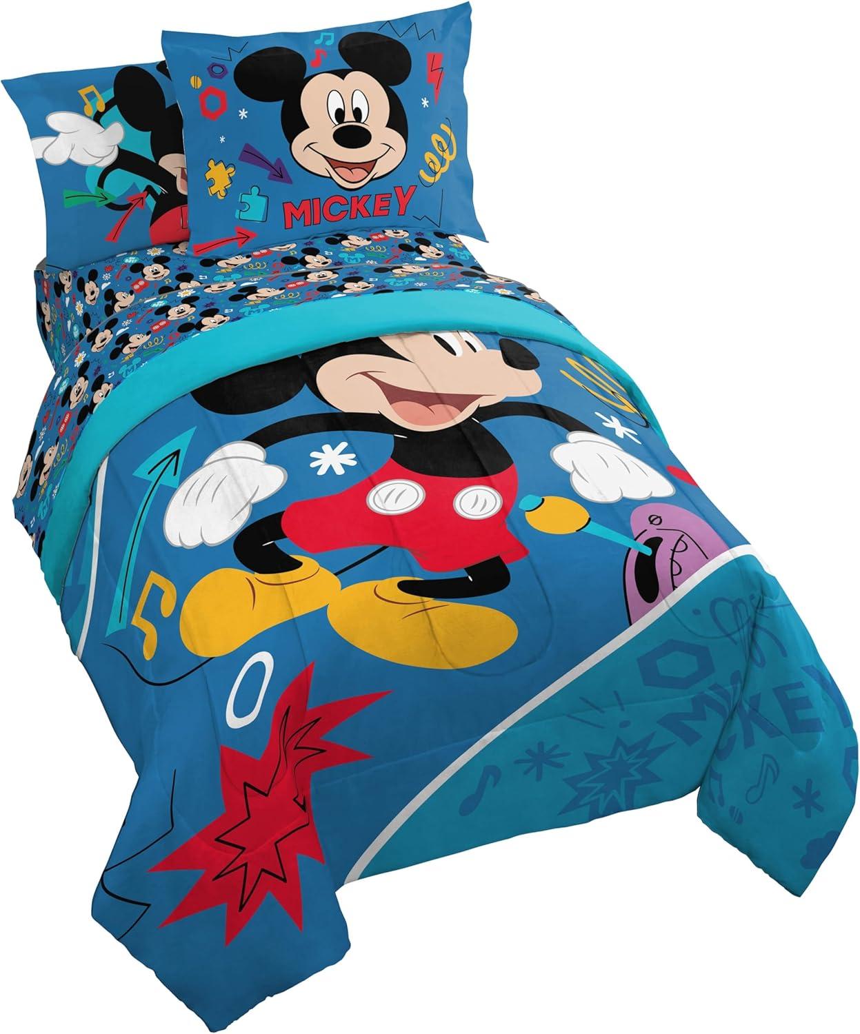 imageJay Franco Kids Comforter Set Includes Sheets and Pillow Covers Soft and Cozy Bed Set for Stylish Room Decor Blue Bluey amp Bingo 7 Piece QueenBlue Mickey Mouse