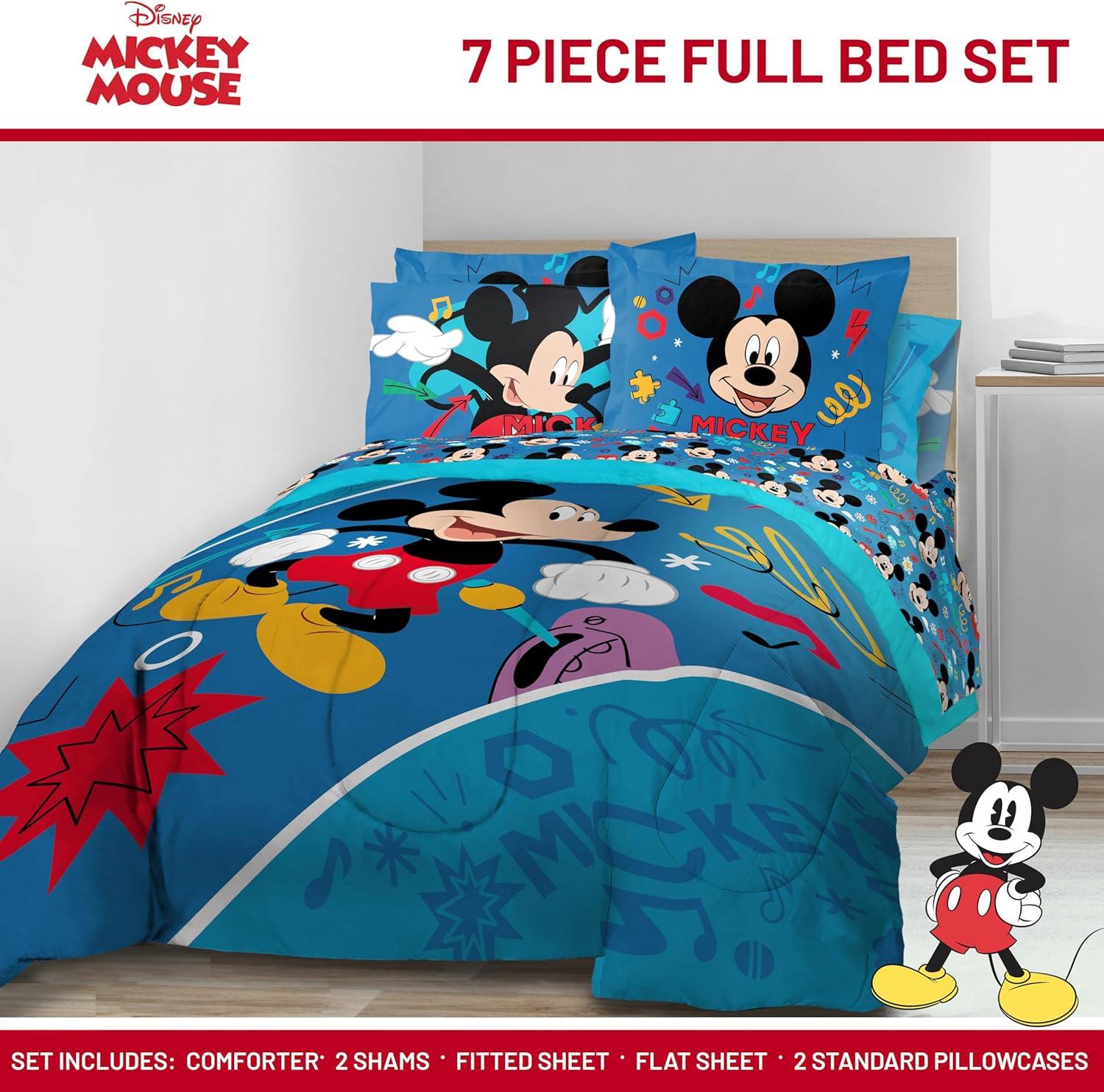 imageJay Franco Kids Comforter Set Includes Sheets and Pillow Covers Soft and Cozy Bed Set for Stylish Room Decor Blue Bluey amp Bingo 7 Piece QueenBlue Mickey Mouse