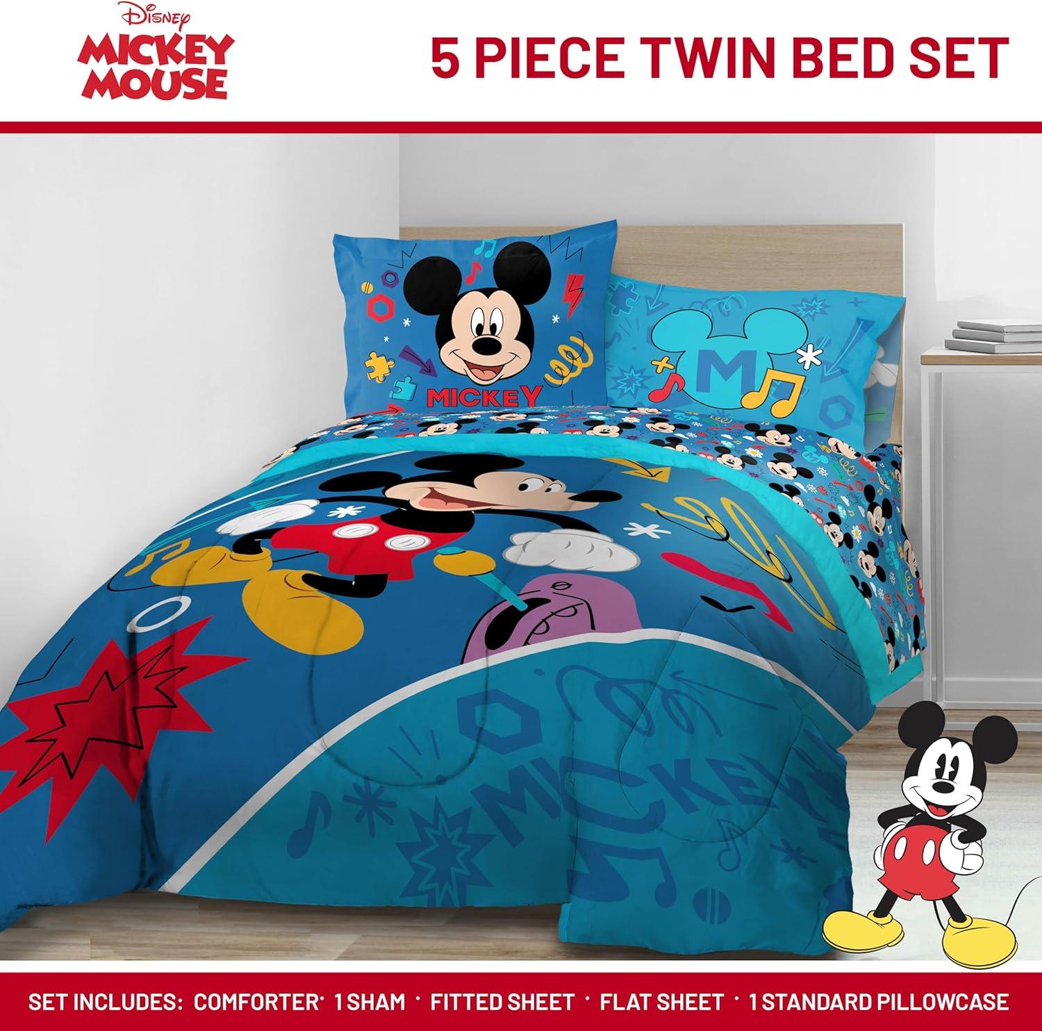 imageJay Franco Kids Comforter Set Includes Sheets and Pillow Covers Soft and Cozy Bed Set for Stylish Room Decor Blue Bluey amp Bingo 7 Piece QueenBlue Mickey Mouse