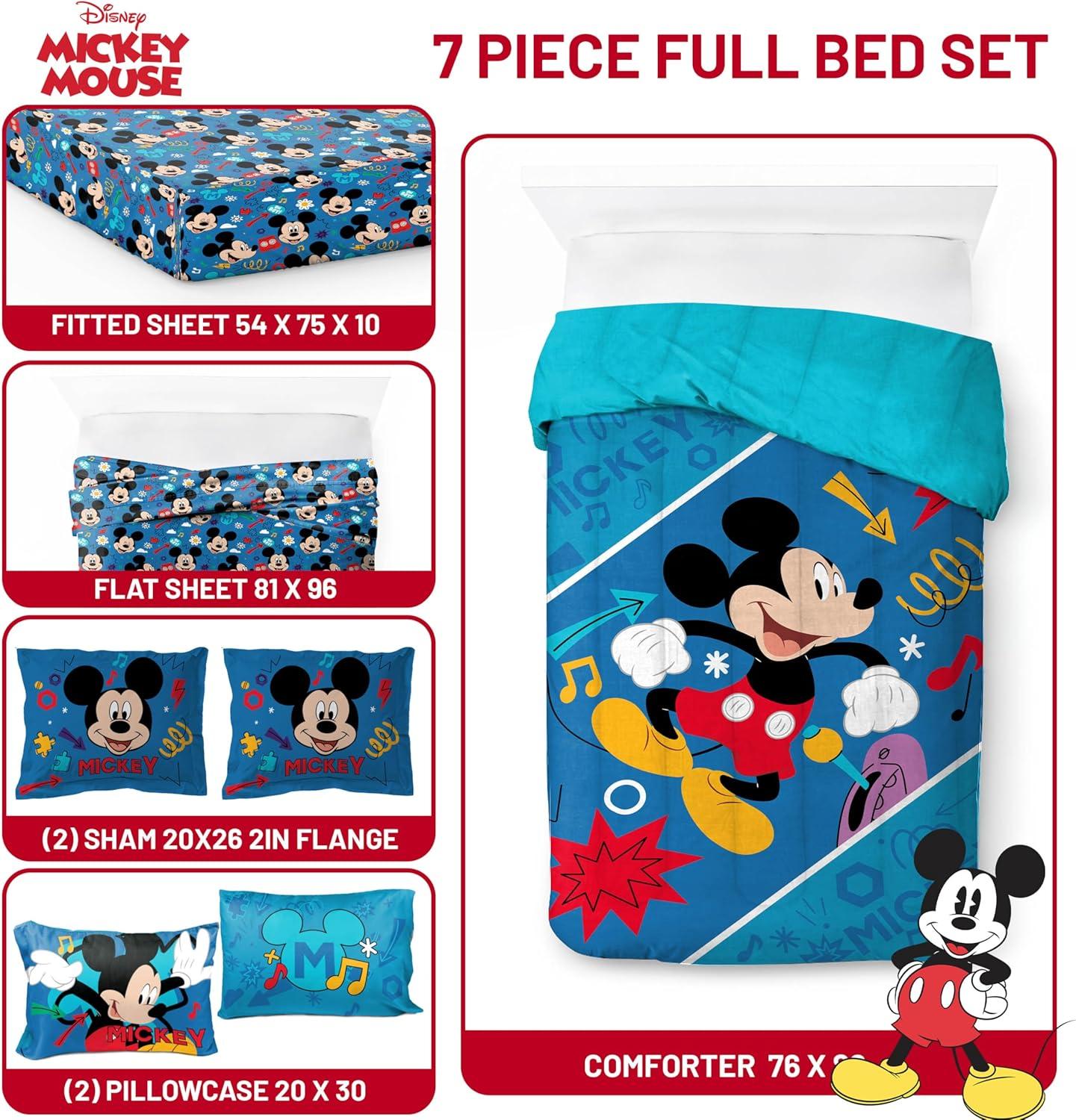 imageJay Franco Kids Comforter Set Includes Sheets and Pillow Covers Soft and Cozy Bed Set for Stylish Room Decor Blue Bluey amp Bingo 7 Piece QueenBlue Mickey Mouse