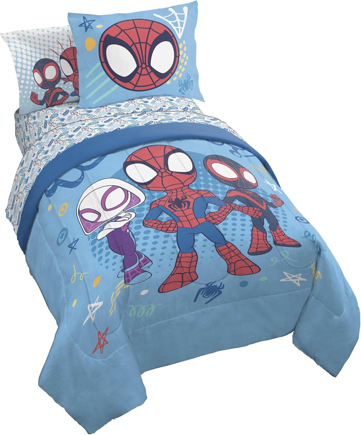 imageJay Franco Kids Comforter Set Includes Sheets and Pillow Covers Soft and Cozy Bed Set for Stylish Room Decor Blue Bluey amp Bingo 7 Piece QueenLight Blue Spidey His Amazing Friends