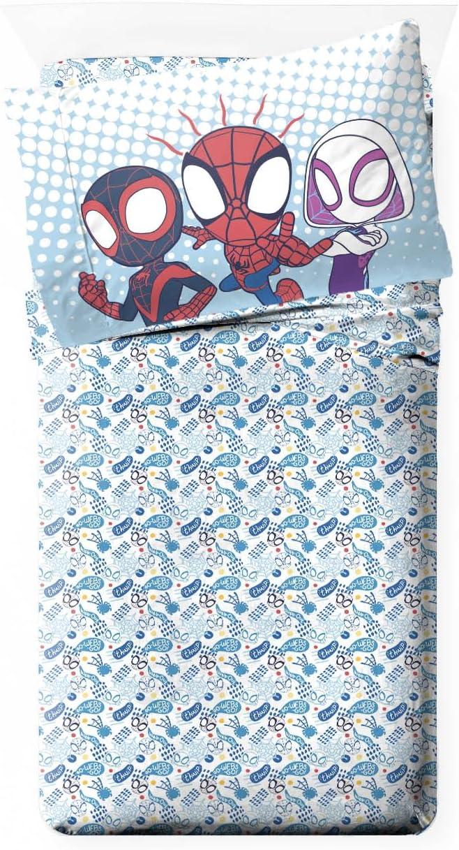 imageJay Franco Kids Comforter Set Includes Sheets and Pillow Covers Soft and Cozy Bed Set for Stylish Room Decor Blue Bluey amp Bingo 7 Piece QueenLight Blue Spidey His Amazing Friends
