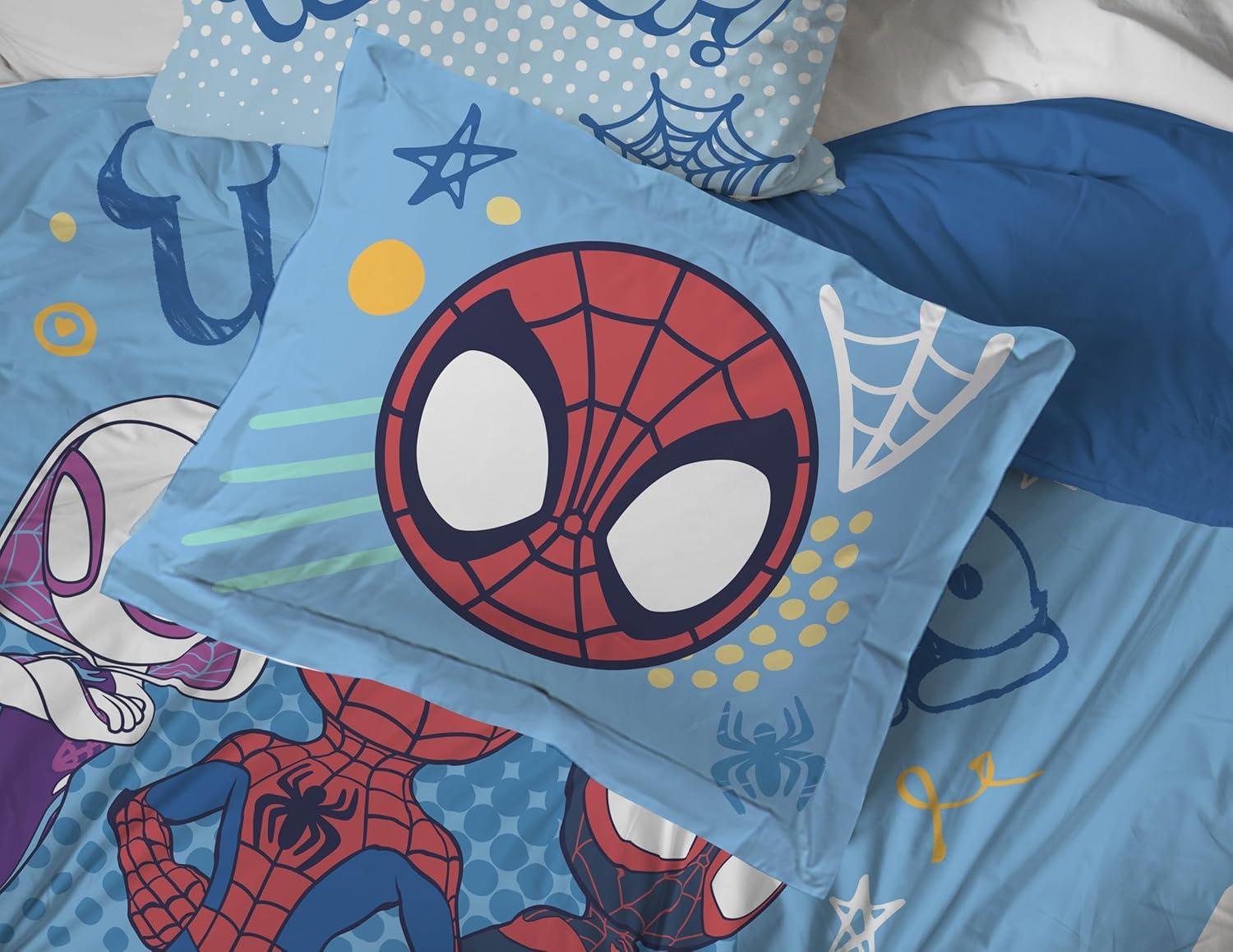 imageJay Franco Kids Comforter Set Includes Sheets and Pillow Covers Soft and Cozy Bed Set for Stylish Room Decor Blue Bluey amp Bingo 7 Piece QueenLight Blue Spidey His Amazing Friends