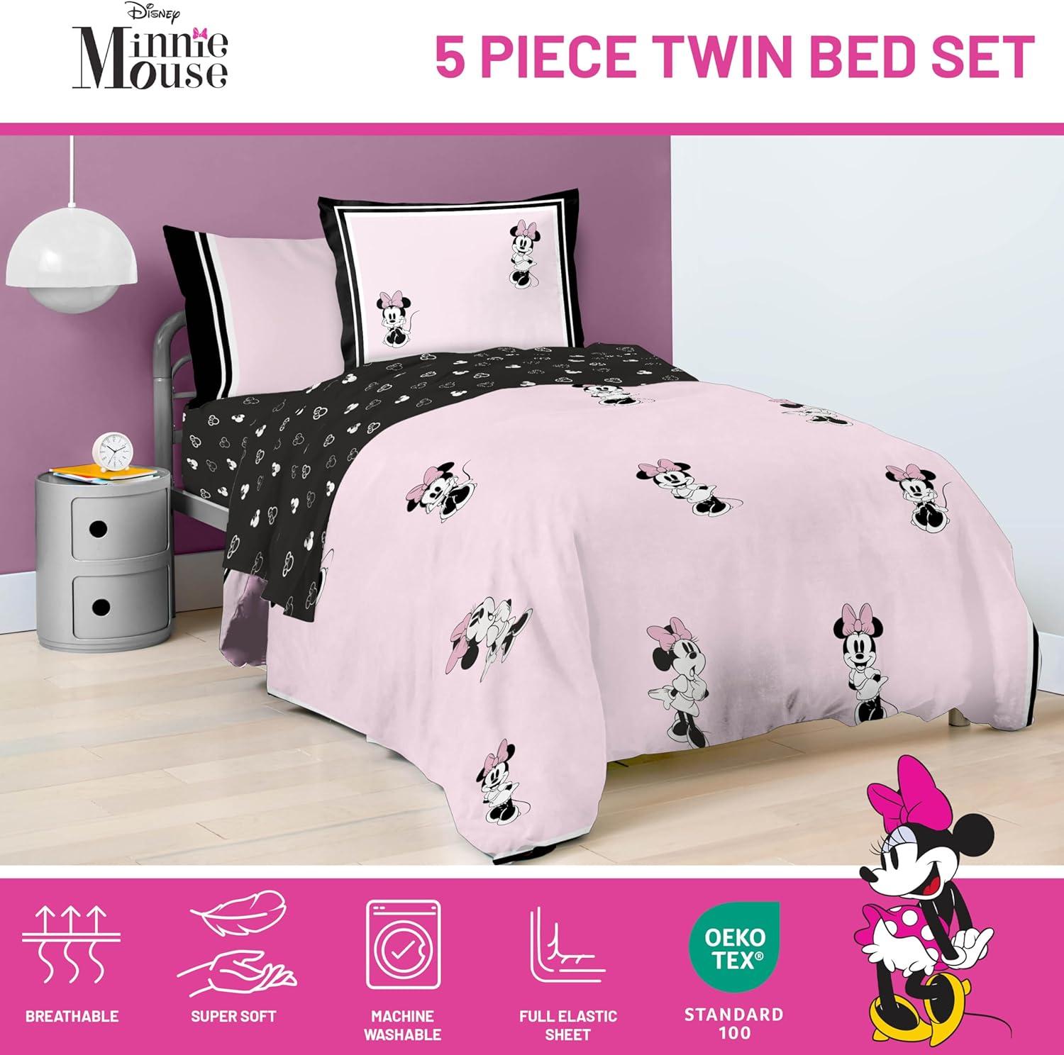 imageJay Franco Kids Comforter Set Includes Sheets and Pillow Covers Soft and Cozy Bed Set for Stylish Room Decor Blue Bluey amp Bingo 7 Piece QueenMulti Minnie Mouse