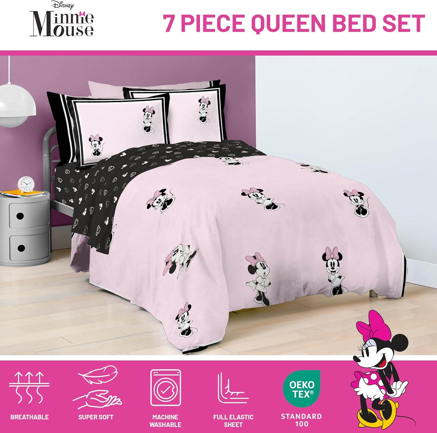 imageJay Franco Kids Comforter Set Includes Sheets and Pillow Covers Soft and Cozy Bed Set for Stylish Room Decor Blue Bluey amp Bingo 7 Piece QueenMulti Minnie Mouse